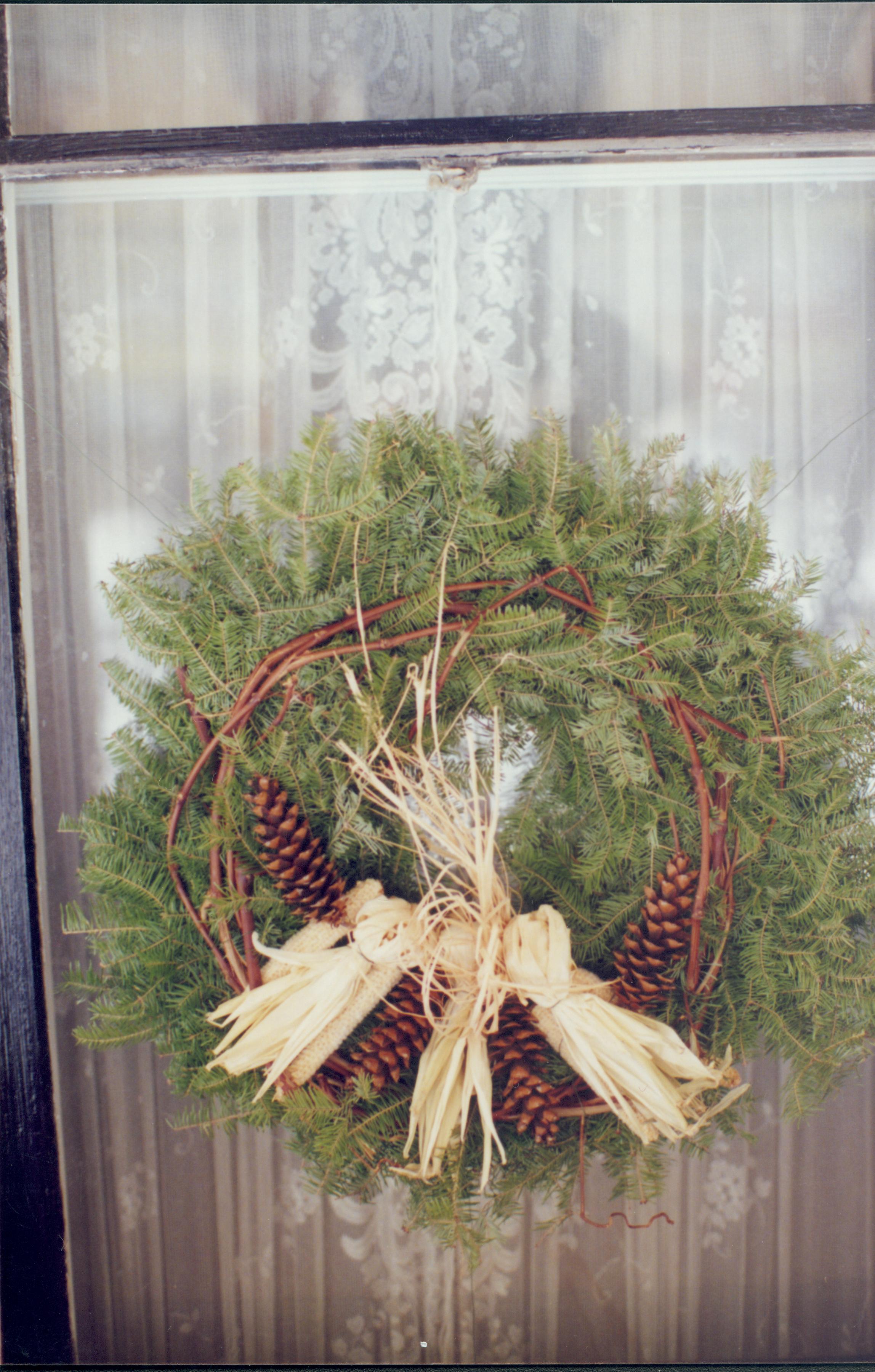 Lincoln Home NHS- Christmas in Lincoln Neighborhood Wreath on door. Detail. Christmas, neighborhood, wreath, detail, decor