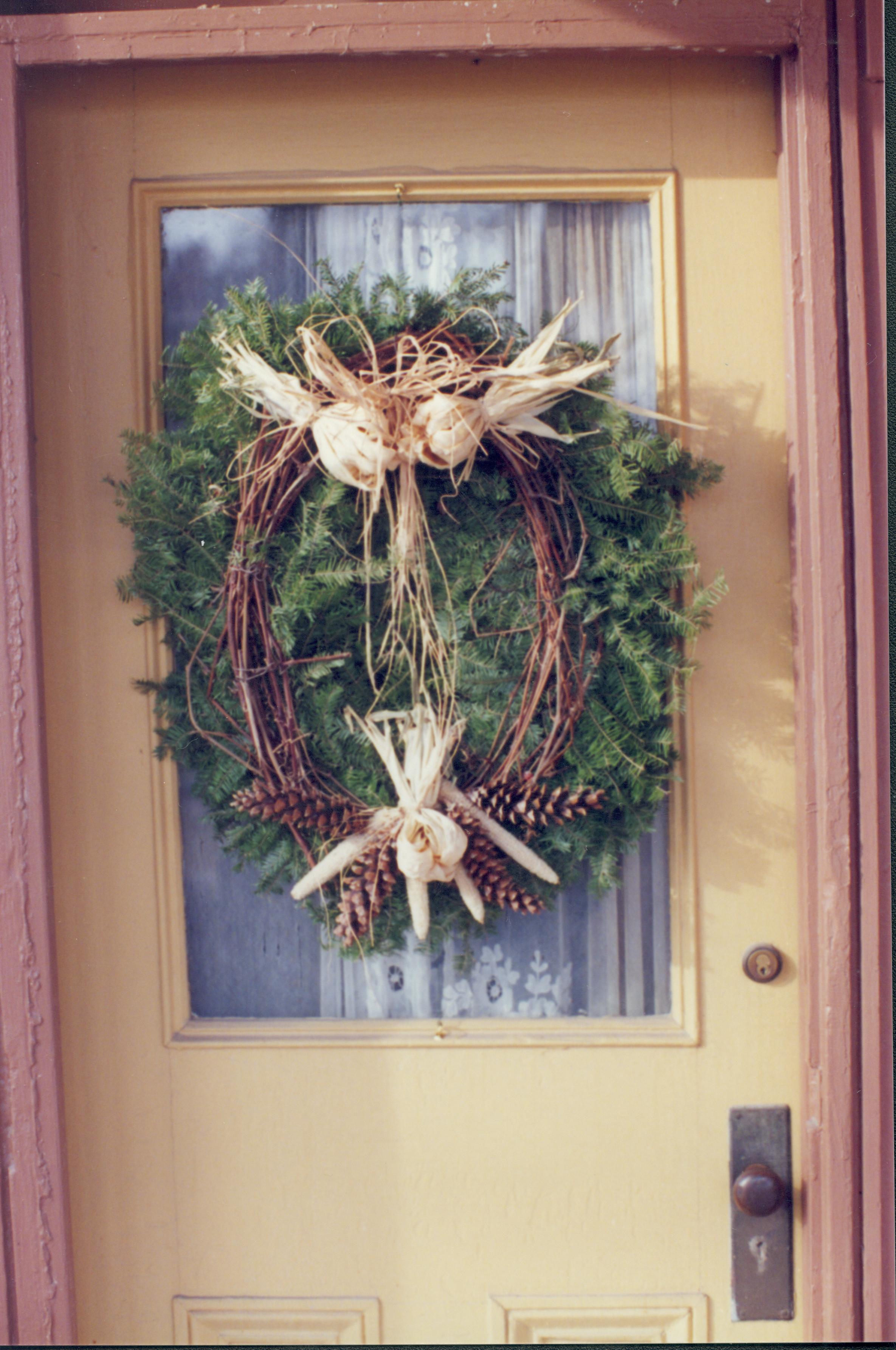 Lincoln Home NHS- Christmas in Lincoln Neighborhood Wreath on door. Detail. Beedle? Christmas, neighborhood, decor, wreath, door