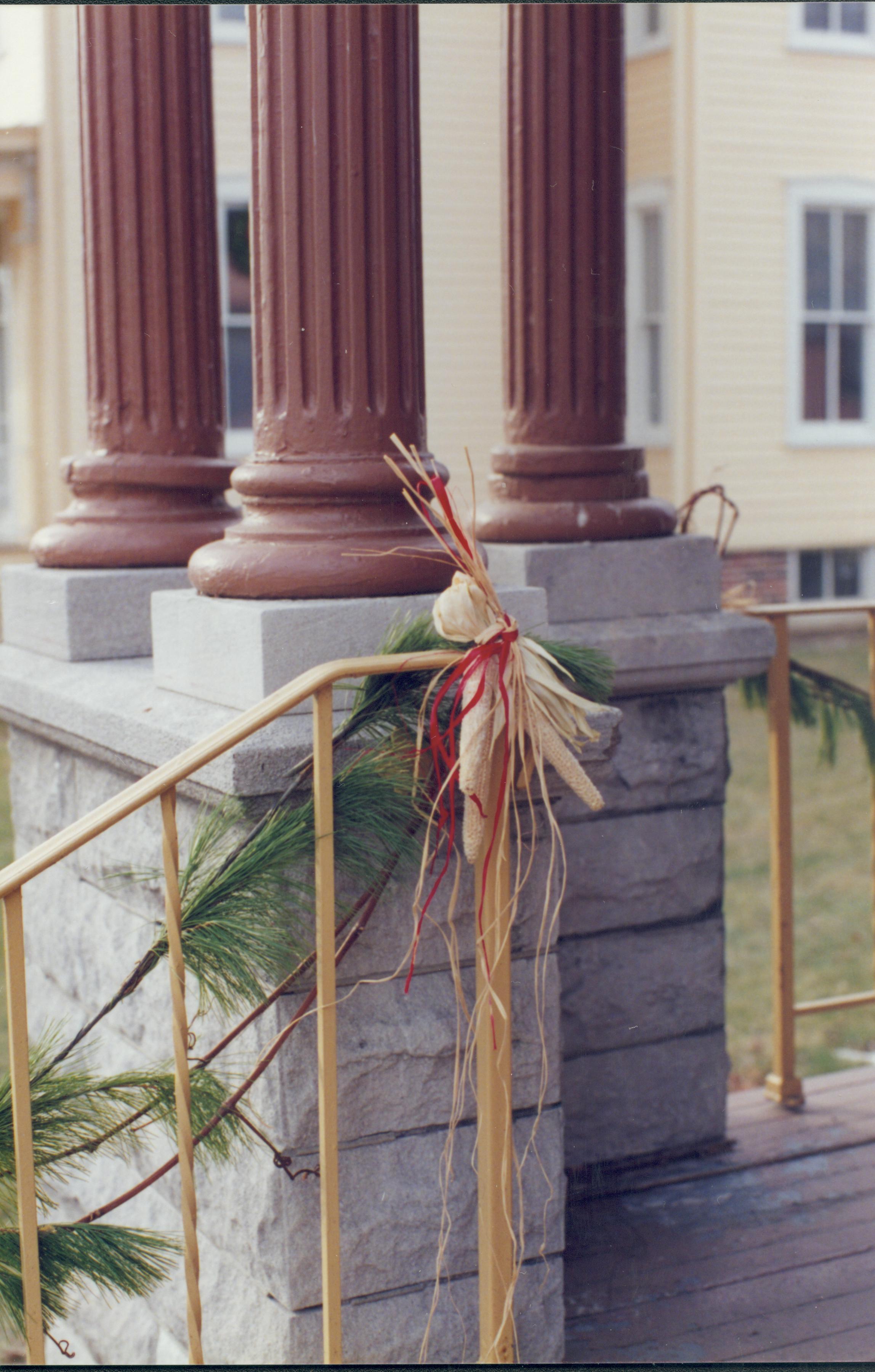 Lincoln Home NHS- Christmas in Lincoln Neighborhood Garland on handrail of home. Detail. Miller? Christmas, neighborhood, detail, handrail, garland