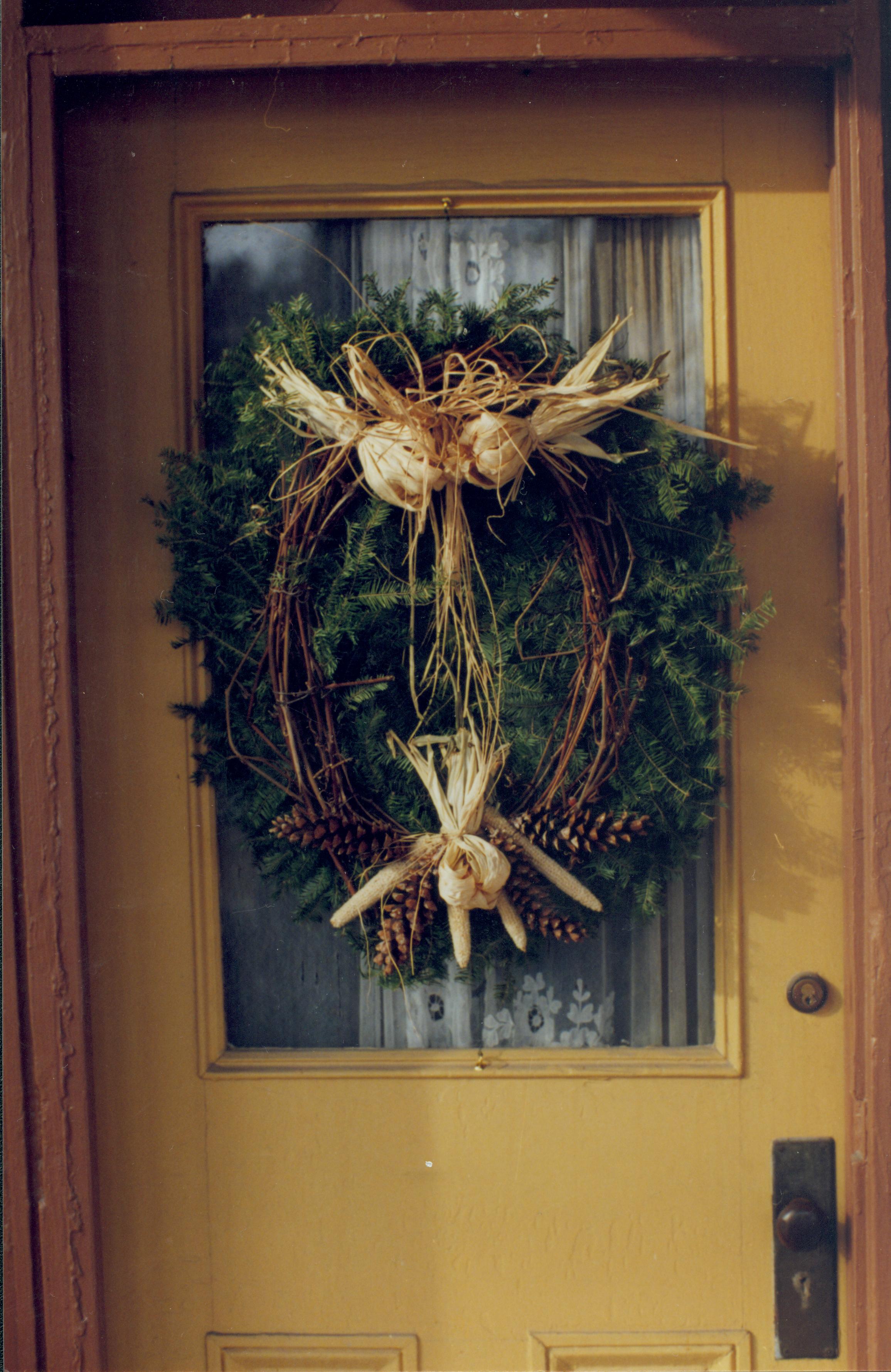 Lincoln Home NHS- Christmas in Lincoln Neighborhood Detail shot of wreath on door of unidentified home. Christmas, neighborhood, decoration, detail