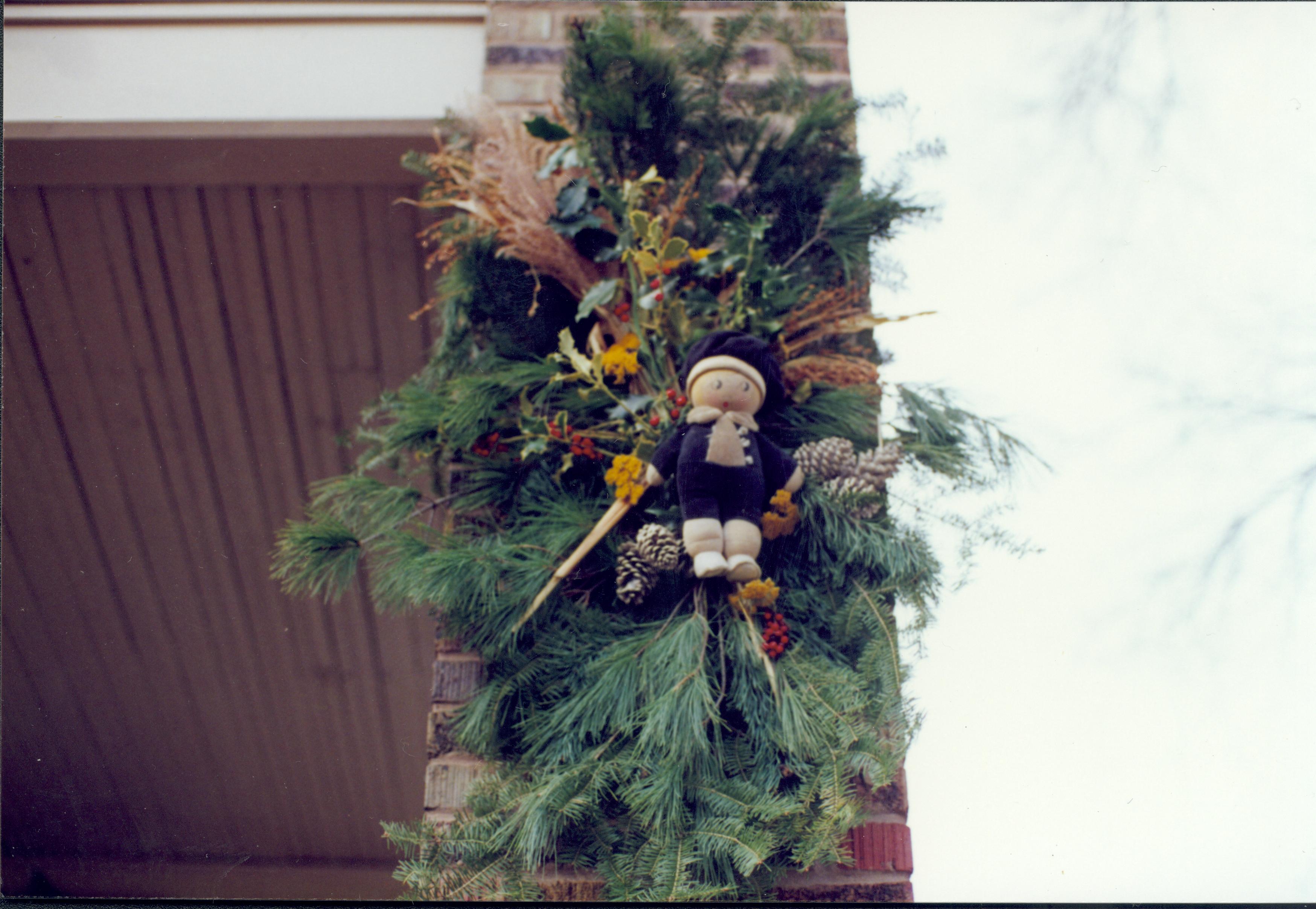 Lincoln Home NHS- Christmas in Lincoln Neighborhood Looking north, Christmas wreath on Sprigg house porch column. Detail Christmas, neighborhood, Sprigg, decor, porch, column, detail