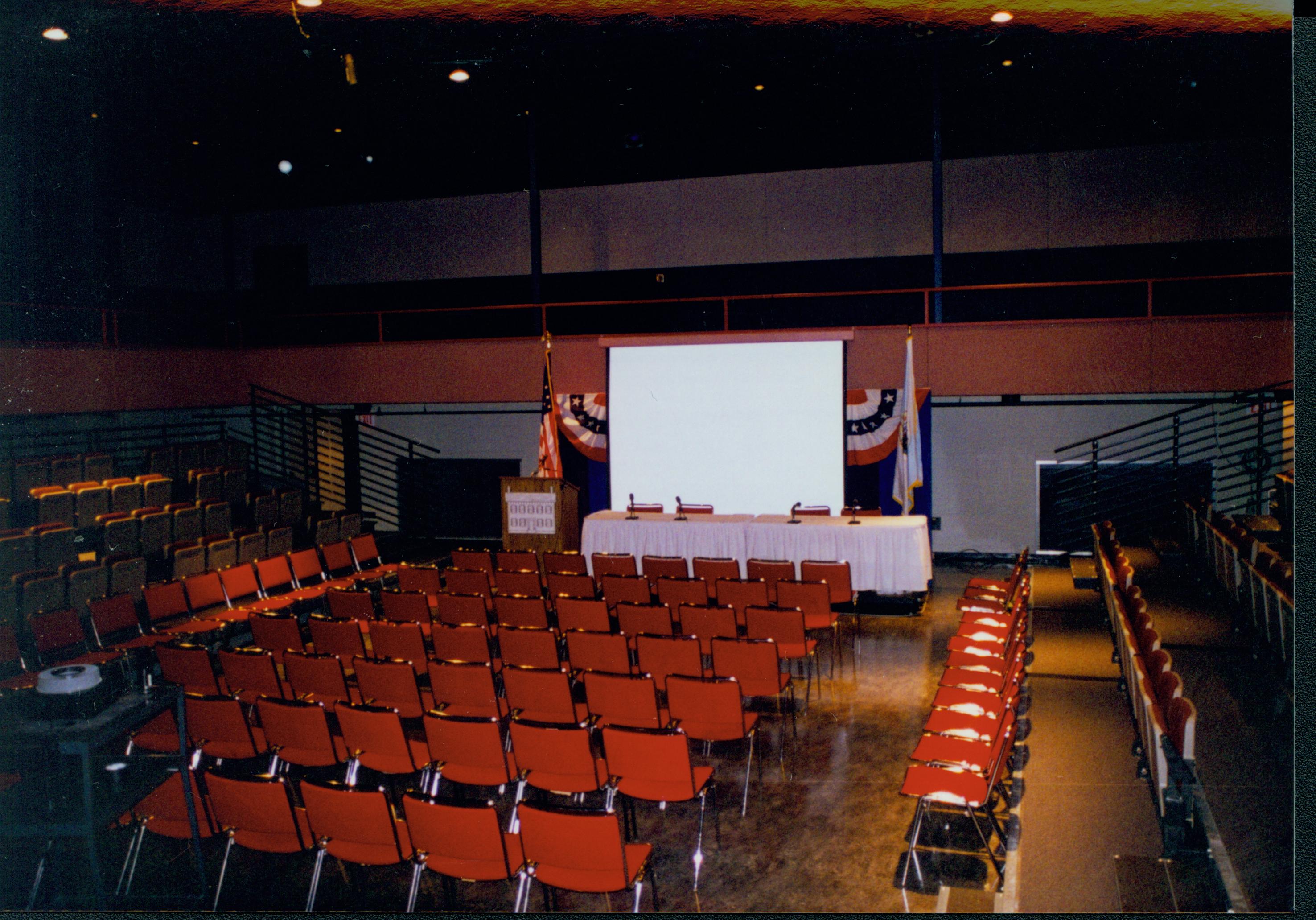 Room set-up, speakers table and seating area. 5-1997 Colloq (color); 19 Colloquium, 1997