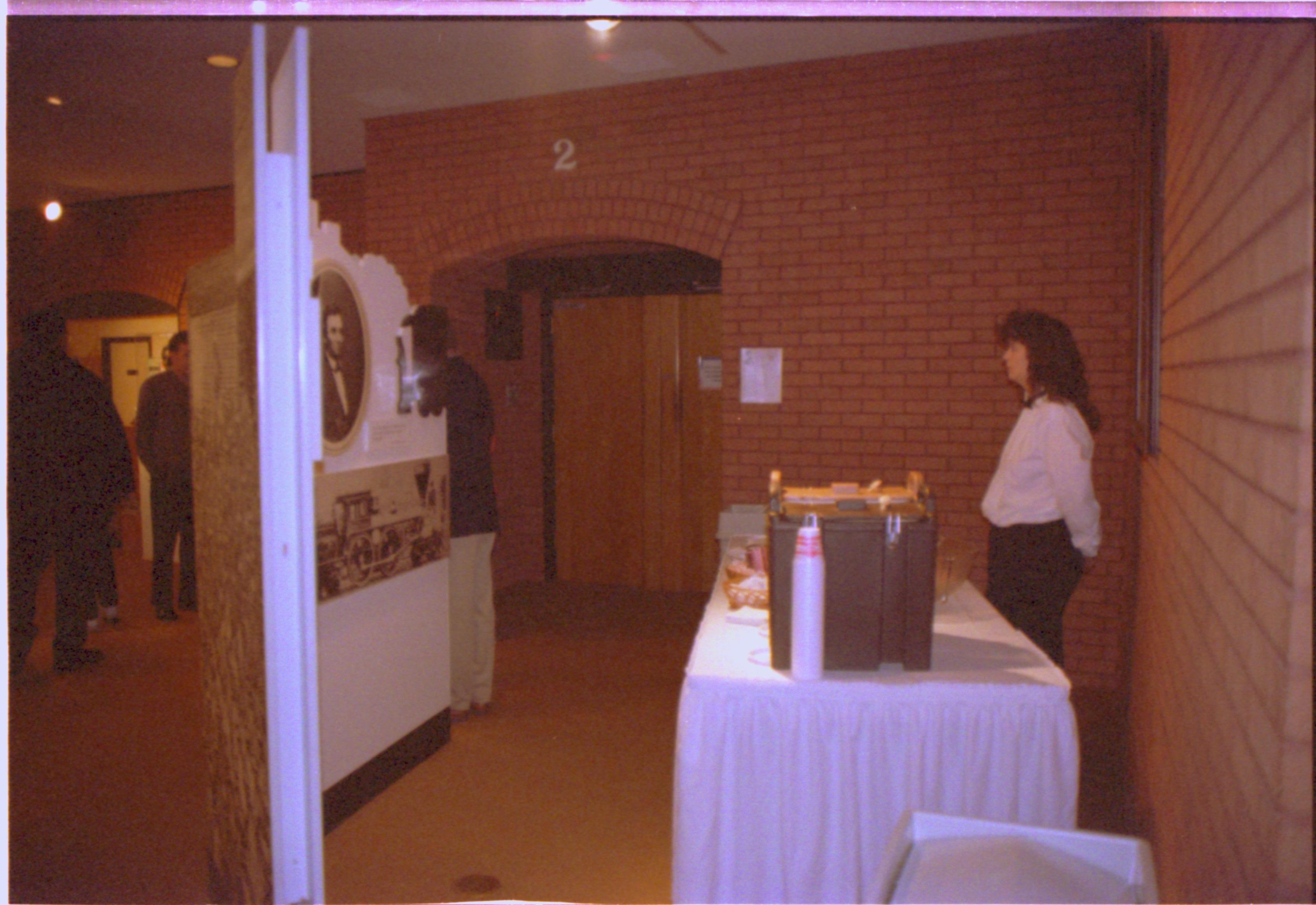 Refreshments table and guests @ Sunday, post-Colloq. 1997 lecture and tour 2-1997 Colloq (color); 7 Colloquium, 1997