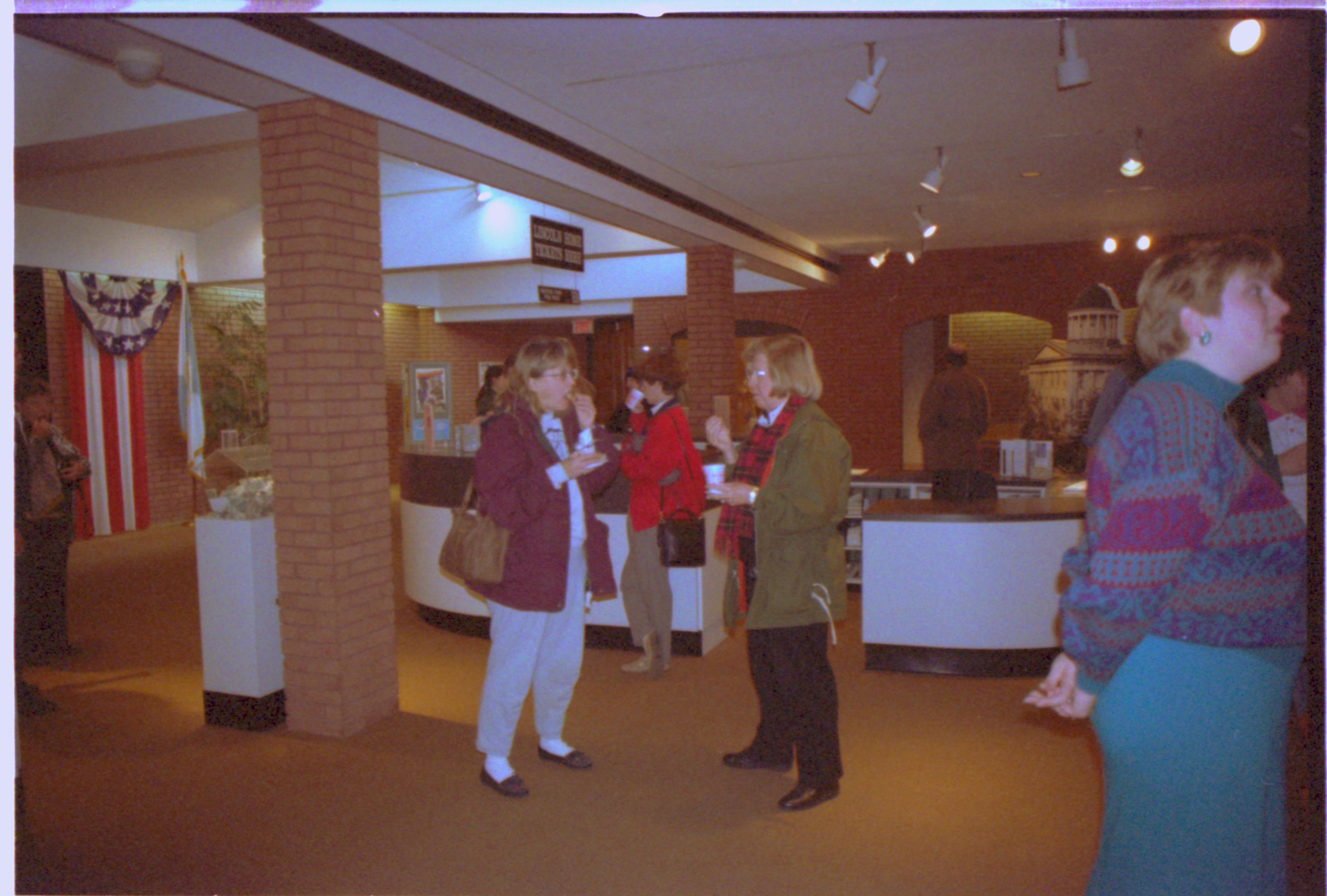 Refreshments table and guests @ Sunday, post-Colloq. 1997 lecture and tour 2-1997 Colloq (color); 8 Colloquium, 1997