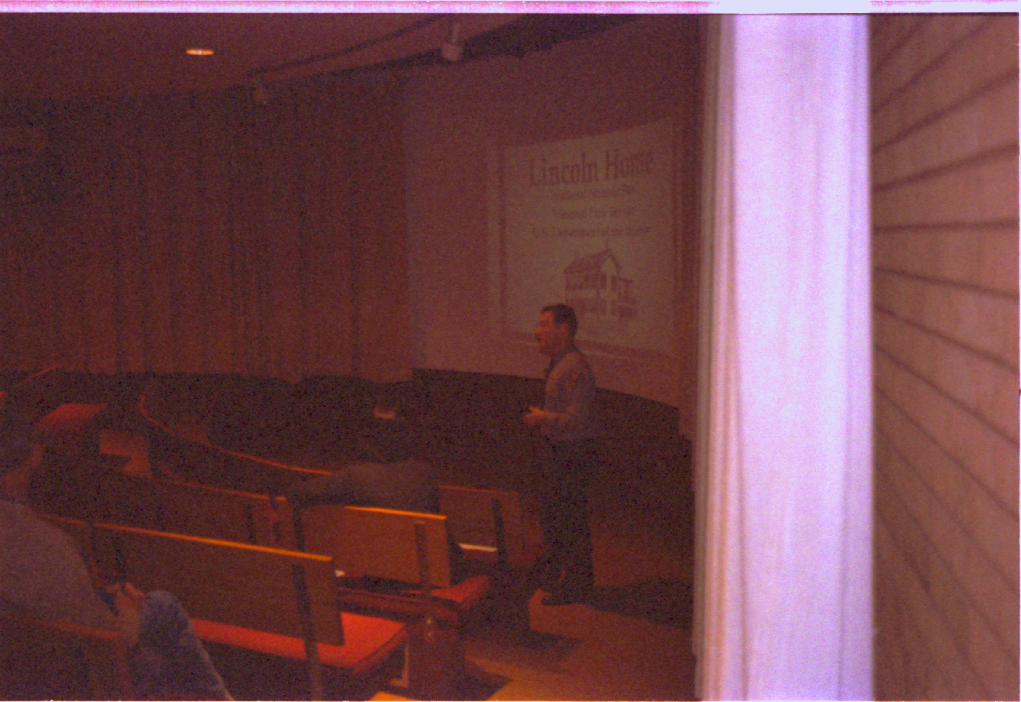 Ranger giving lecture in Theater I 2-1997 Colloq (color); 14 Colloquium, 1997