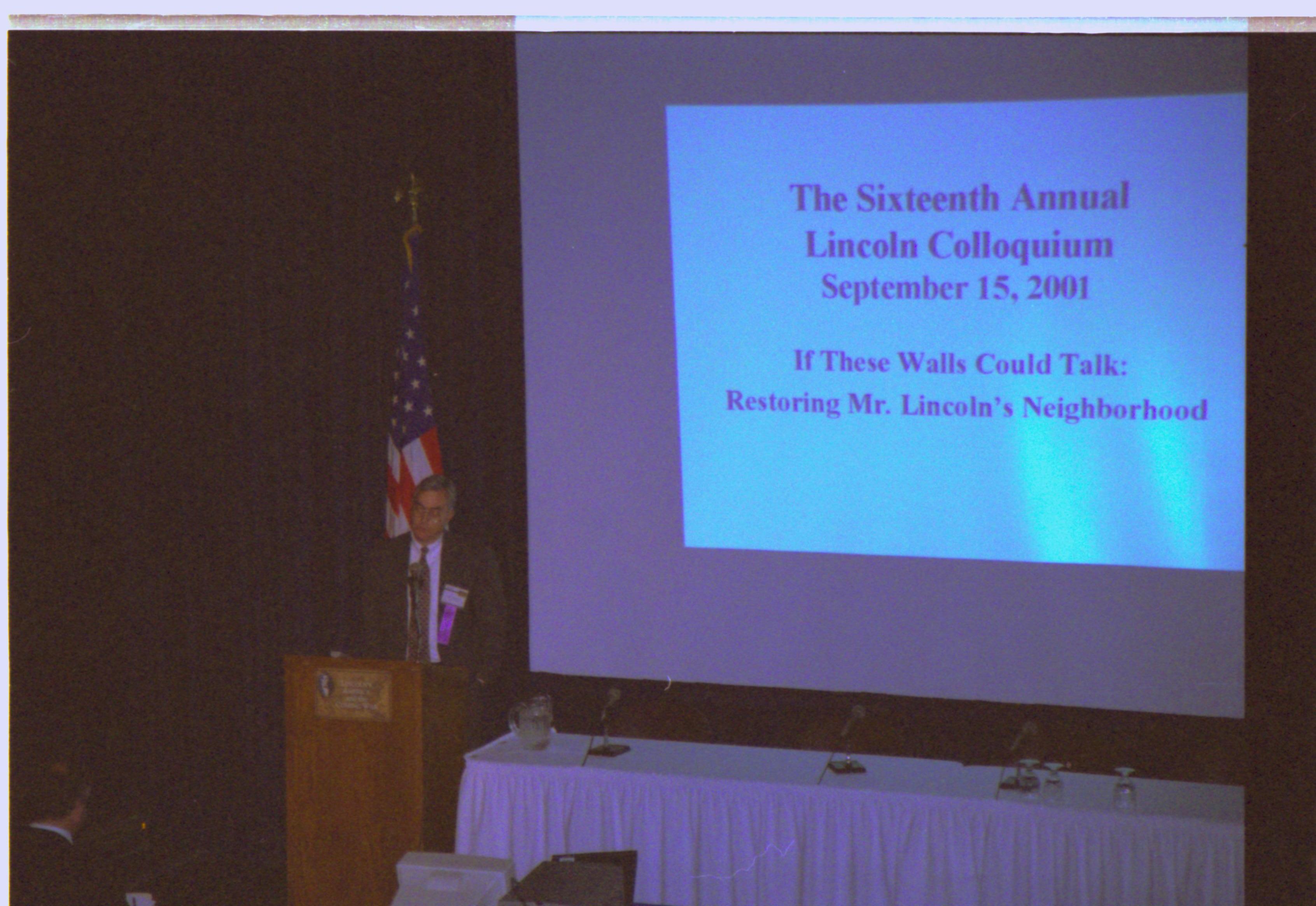 Speaker with slide If These Walls Could Talk Colloquium, 2001