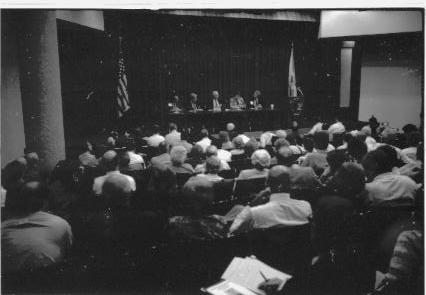 Group seated listening to panel. Colloquium, 1991 Lincoln, Colloquium