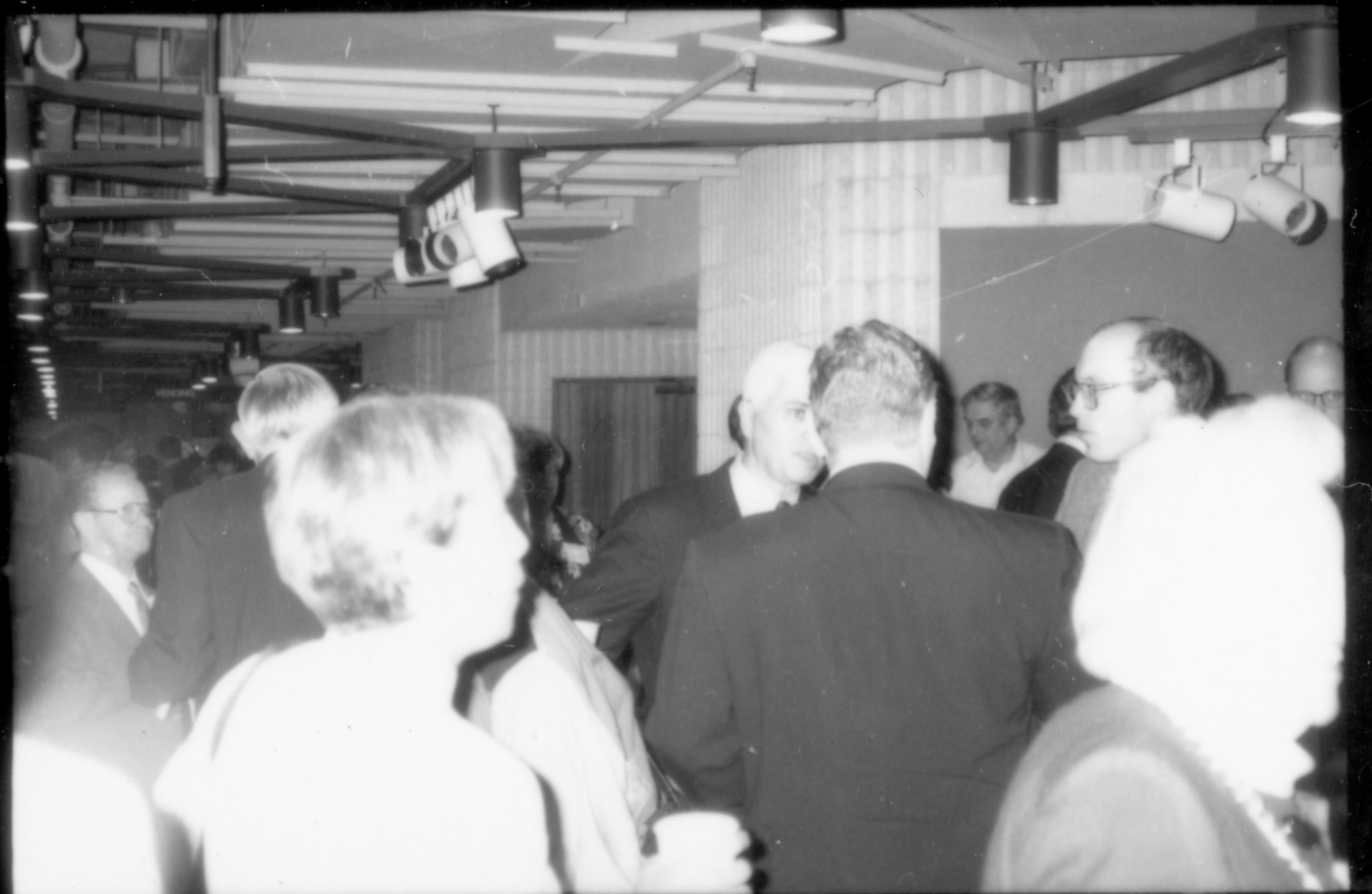 Group of people standing and talking.. 1992 Lincoln Colloquium Lincoln, Colloquium