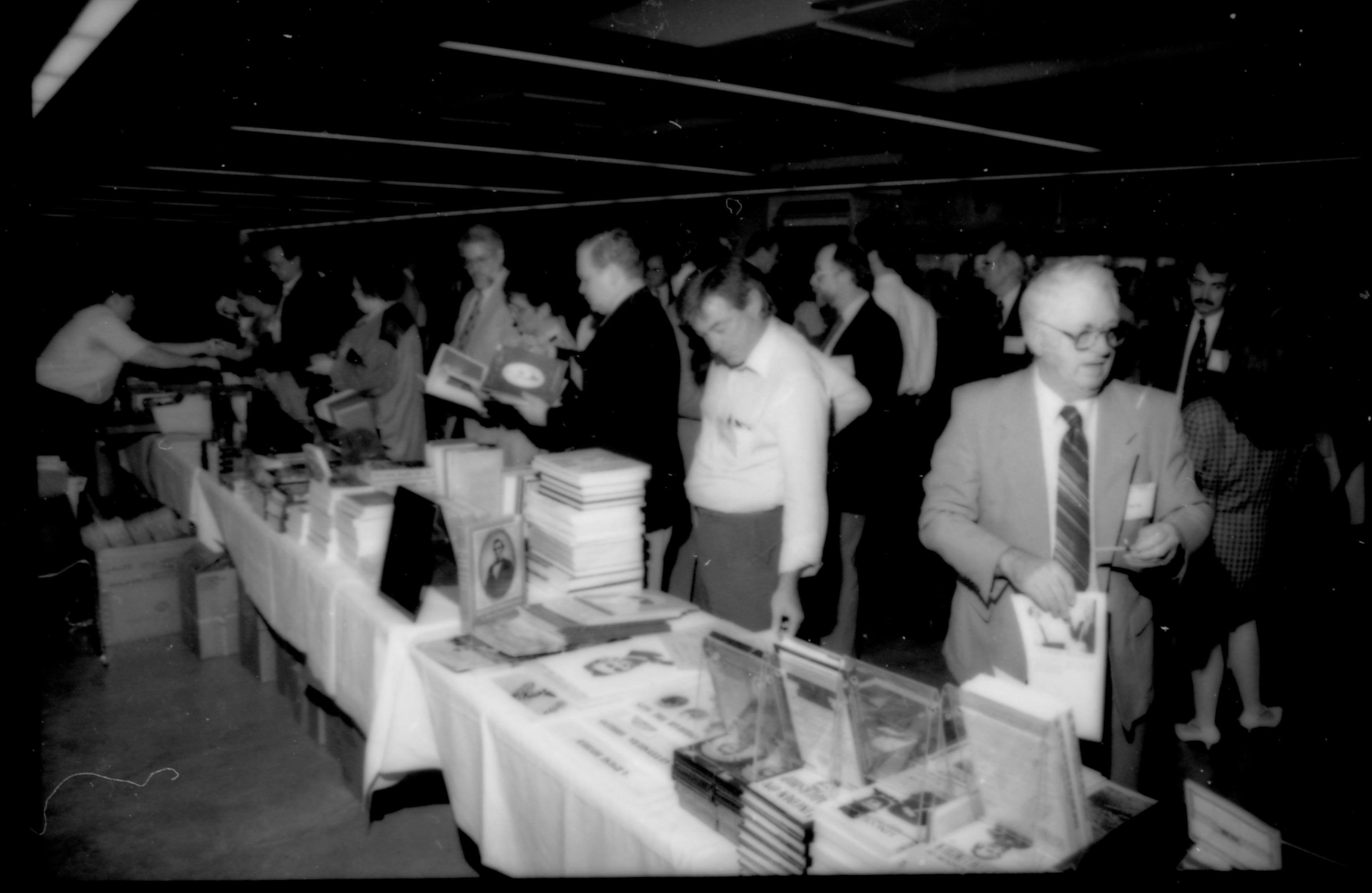 Attendees at book tables 1992 Lincoln Colloquium; Outside #72 Lincoln, Colloquium