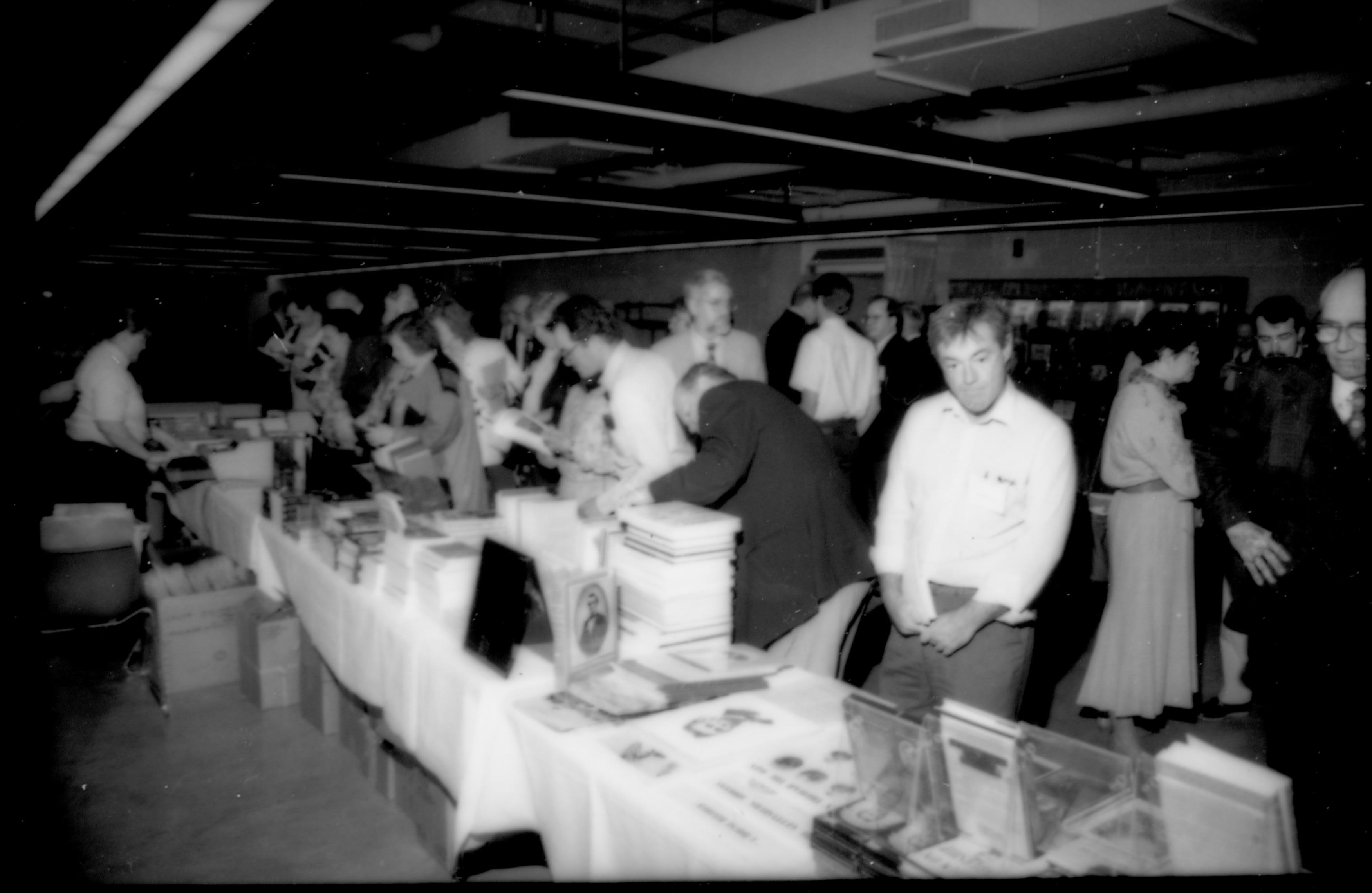 Attendees at book tables 1992 Lincoln Colloquium; Outside #72 Lincoln, Colloquium