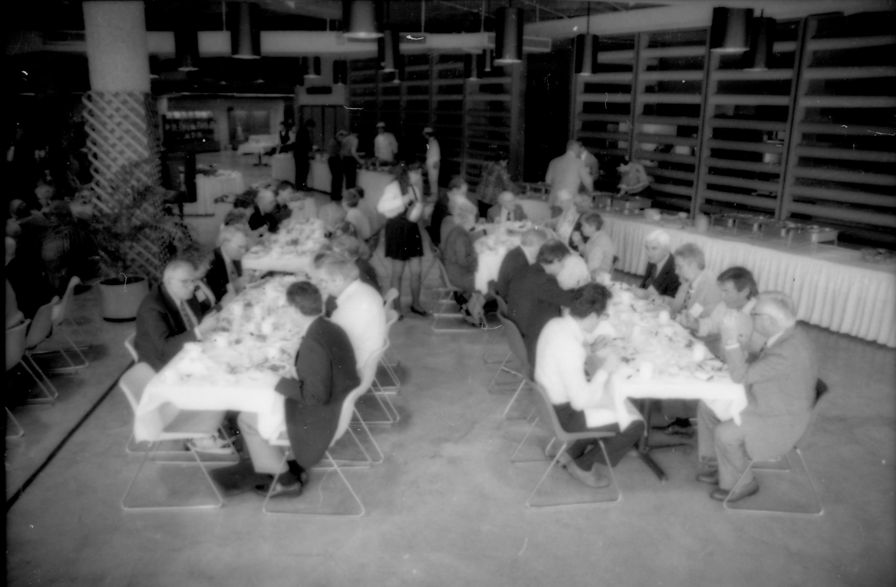 People seated at tables eating. 1992 Lincoln Colloquium Lincoln, Colloquium