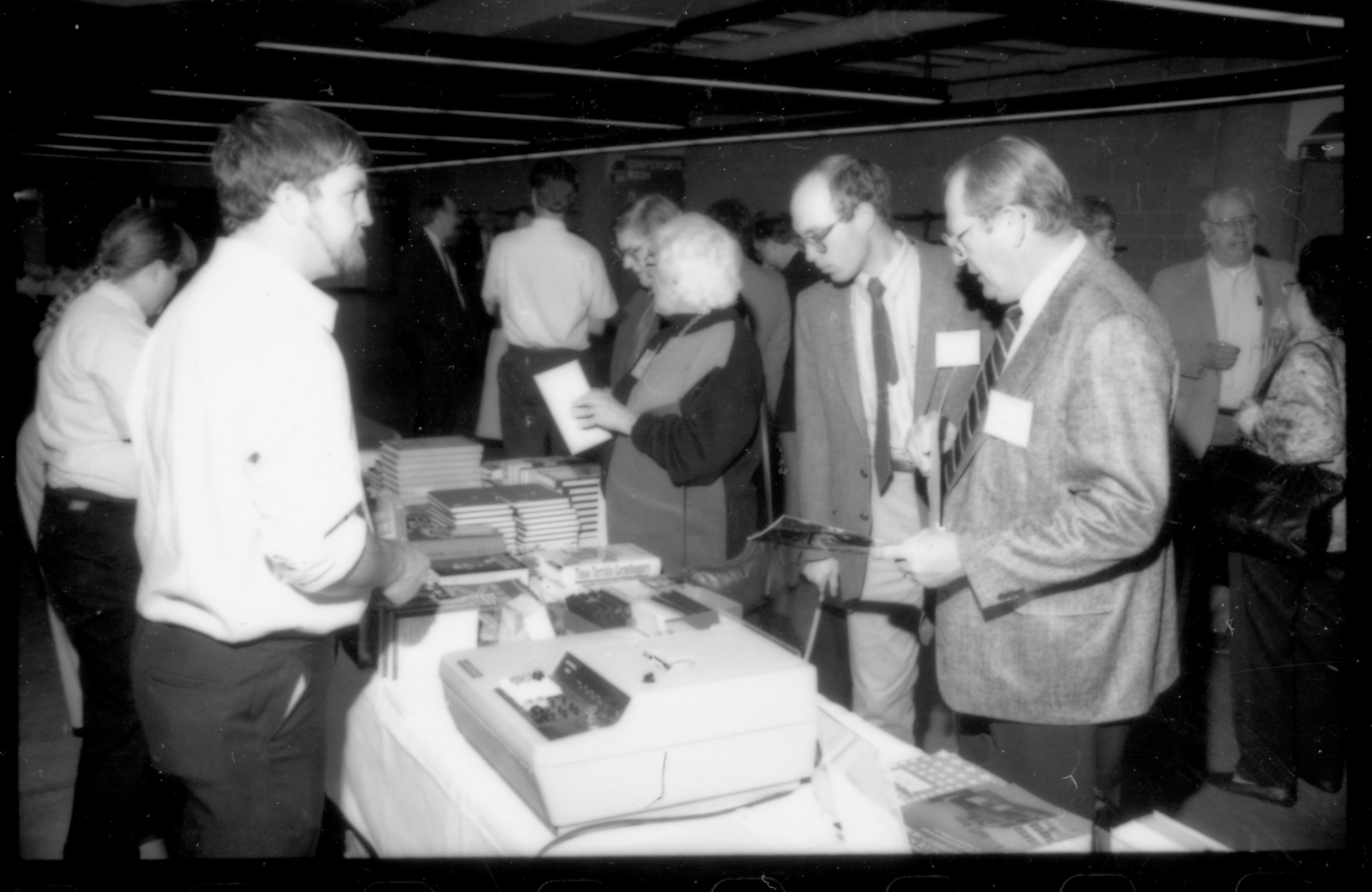 Attendees at book tables 1992 Lincoln Colloquium; Outside #72 Lincoln, Colloquium