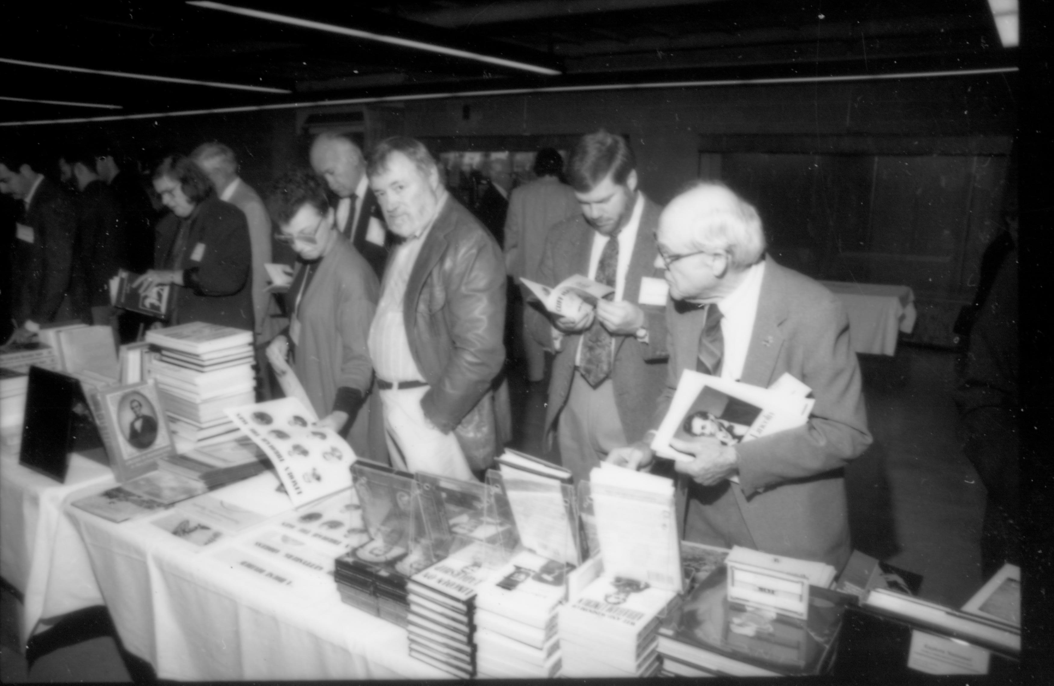 Attendees at book tables 1992 Lincoln Colloquium; Outside #72 Lincoln, Colloquium