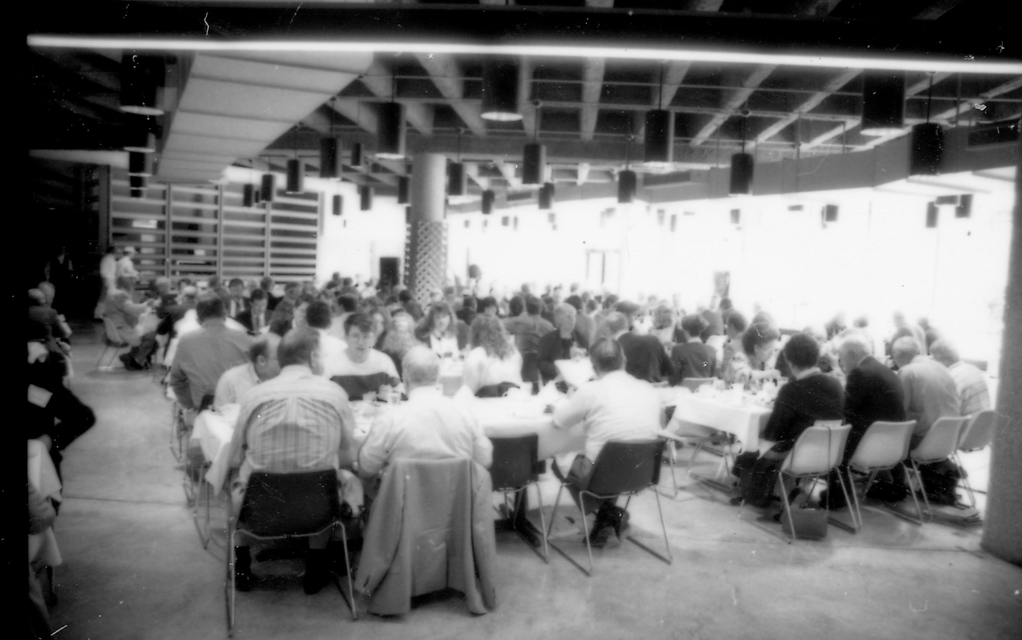 People seated at tables eating. 1992 Lincoln Colloquium Lincoln, Colloquium