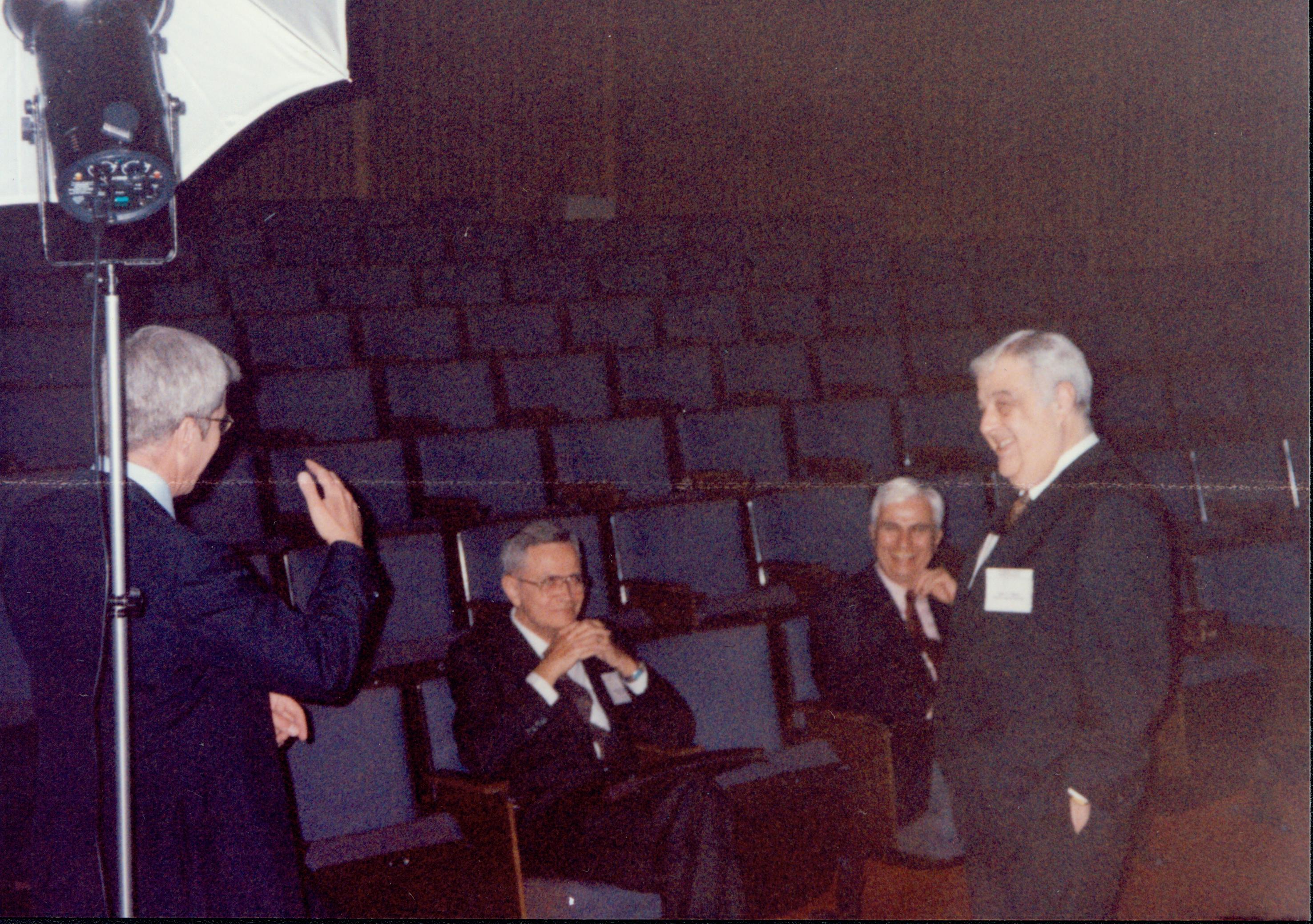 Two men seated, two standing laughing. 1992 Lincoln Colloquium Lincoln, Colloquium