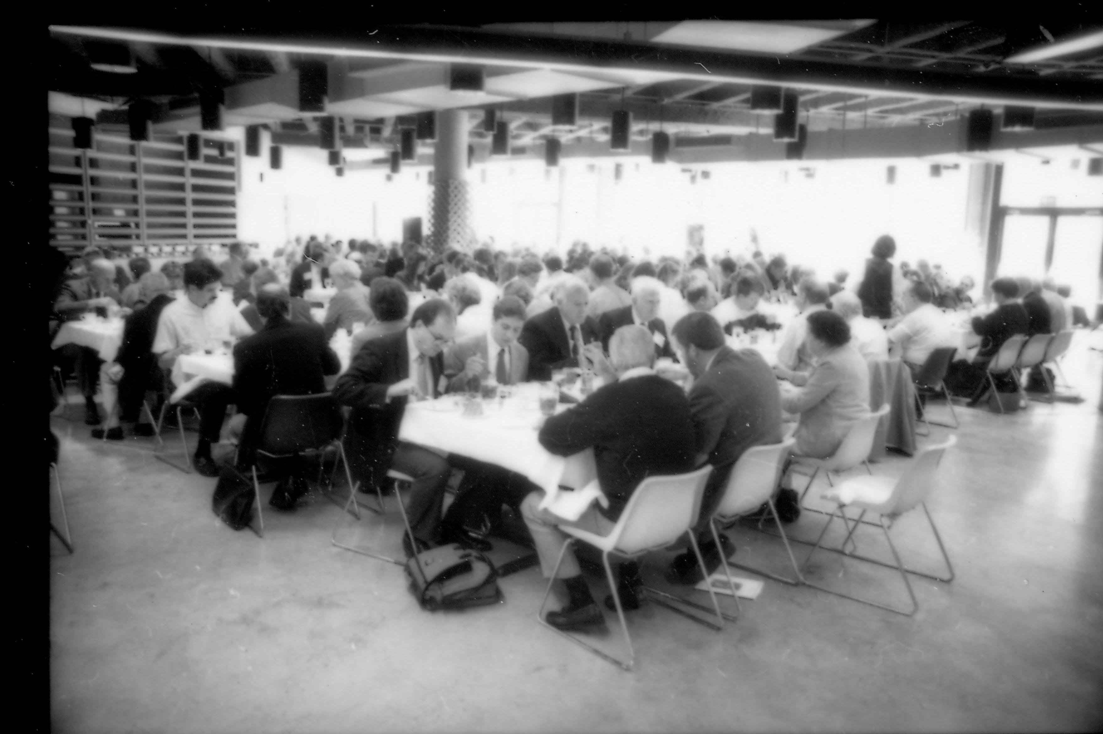 People seated at tables eating. 1992 Lincoln Colloquium Lincoln, Colloquium