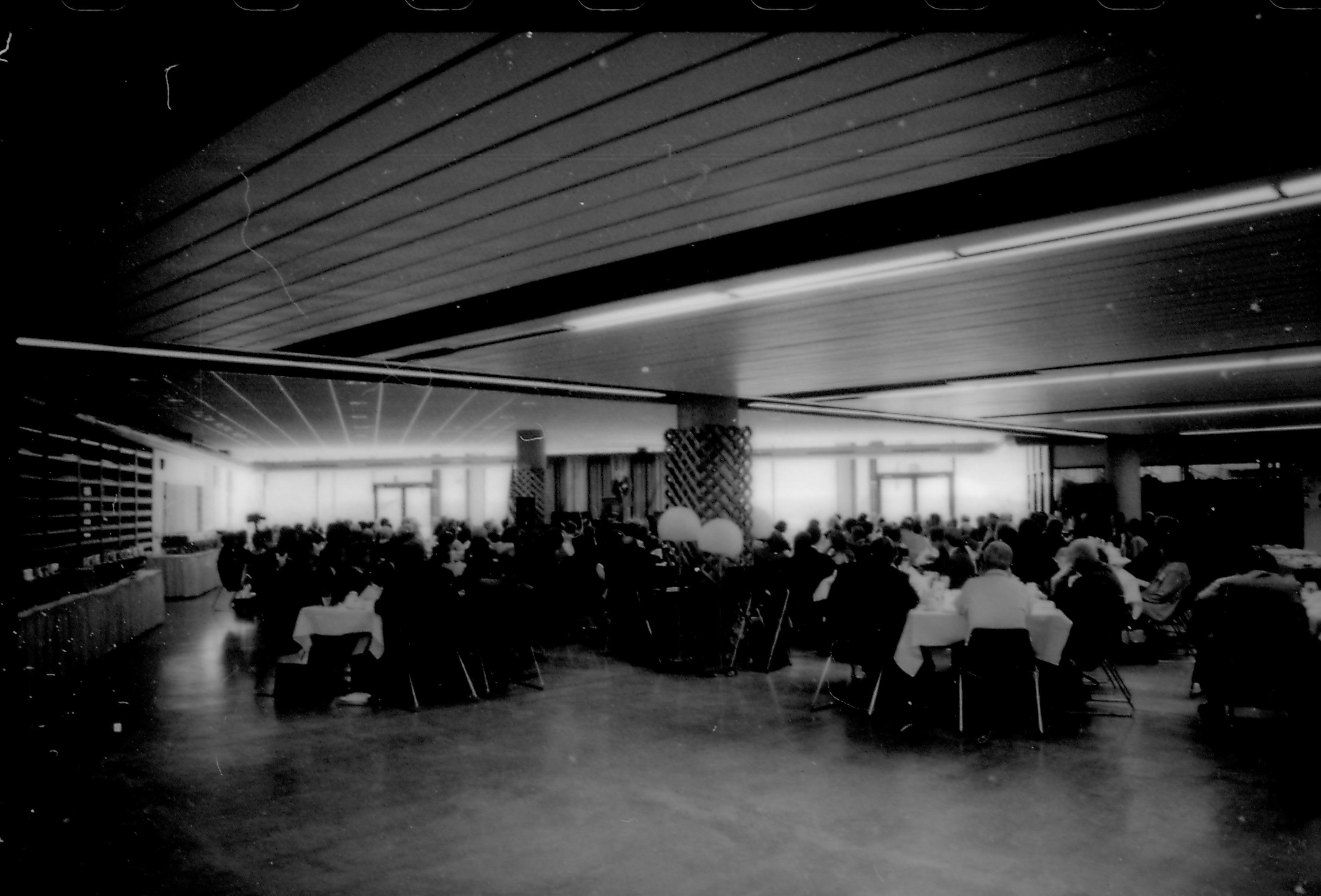 Distant view of people dining. 8th Annual Lincoln Colloquium; B Lincoln, Colloquium