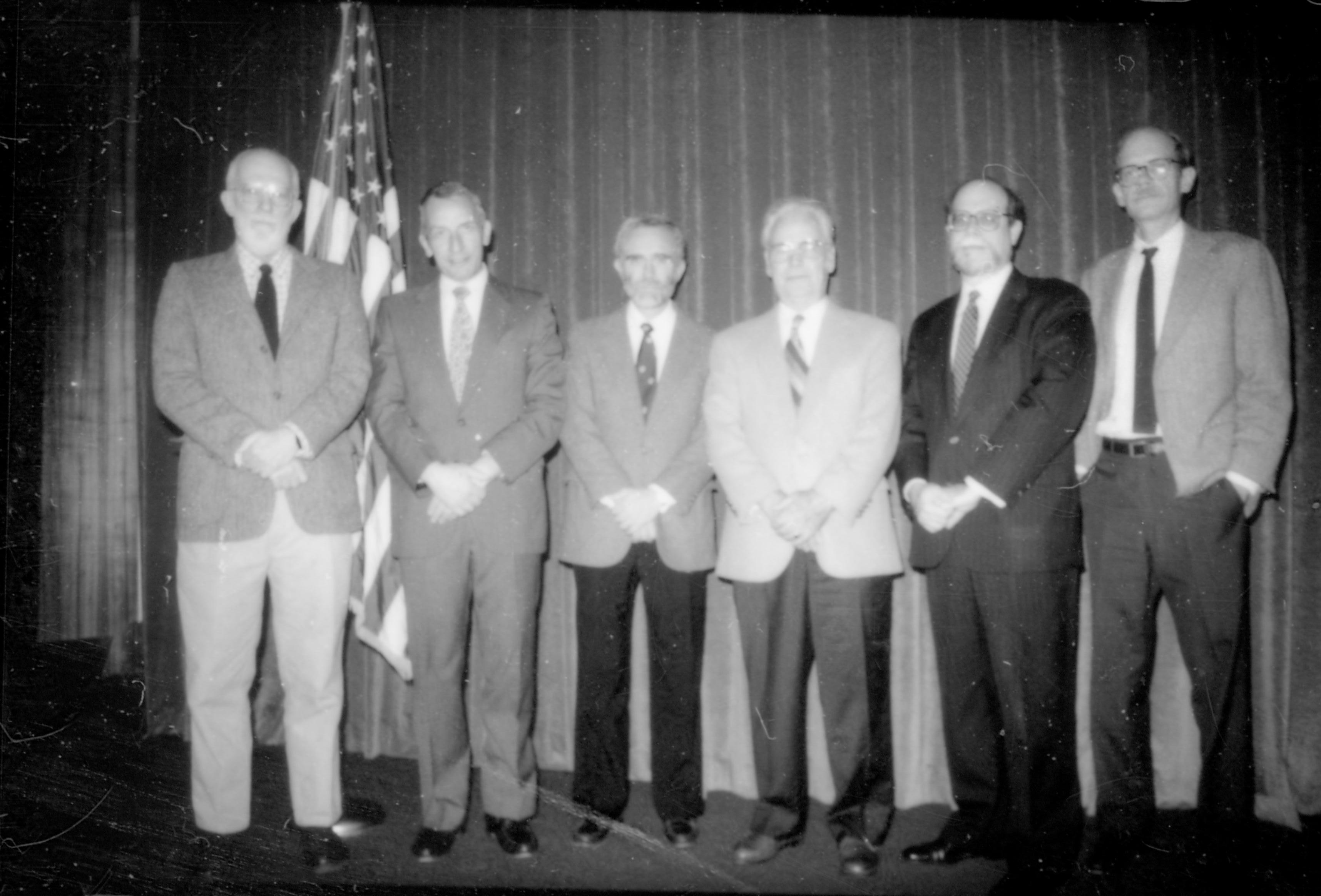 Speakers stand posing for photo. 8th Annual Lincoln Colloquium; C Lincoln, Colloquium