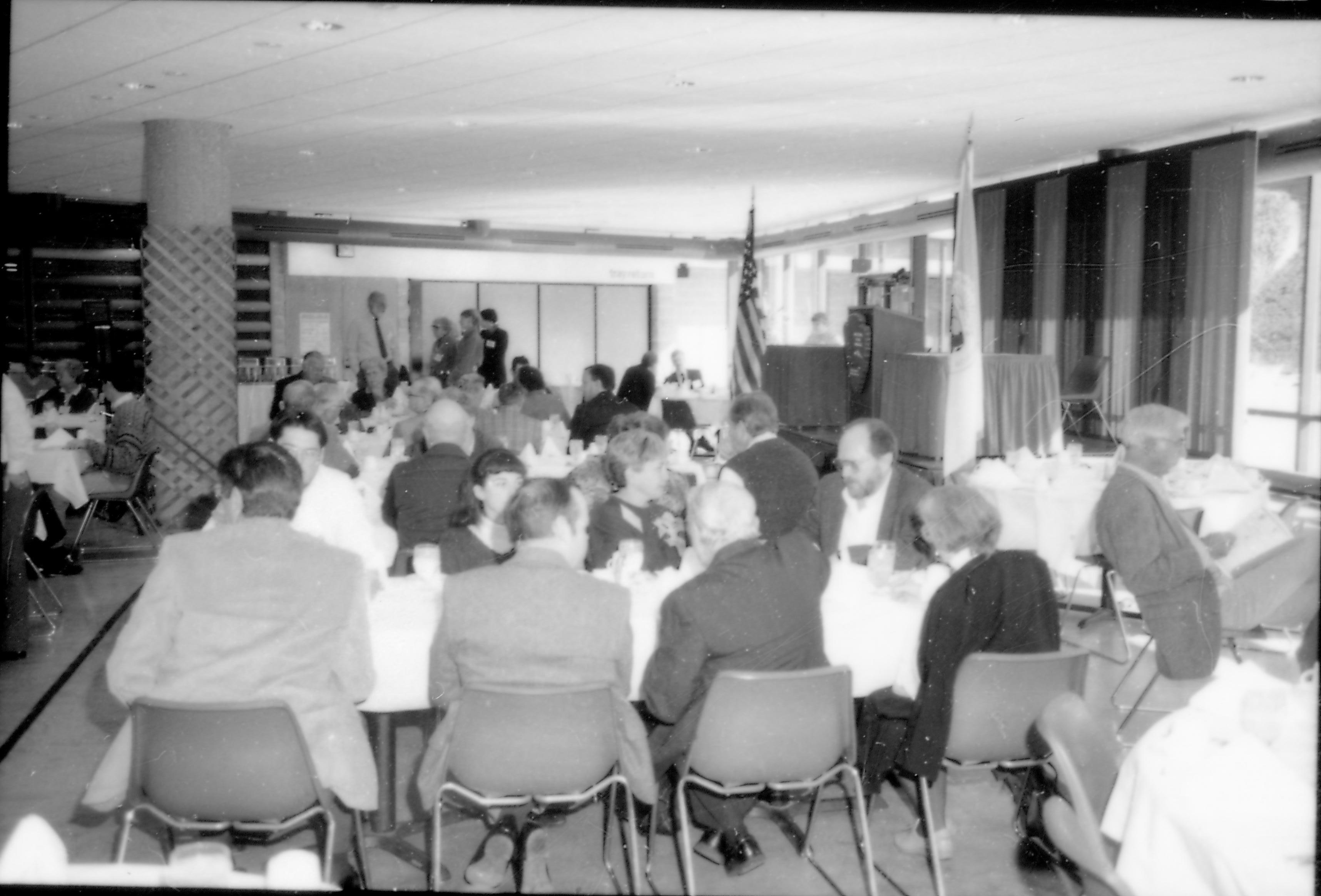 People sitting at table eating. 8th Annual Lincoln Colloquium; A Lincoln, Colloquium