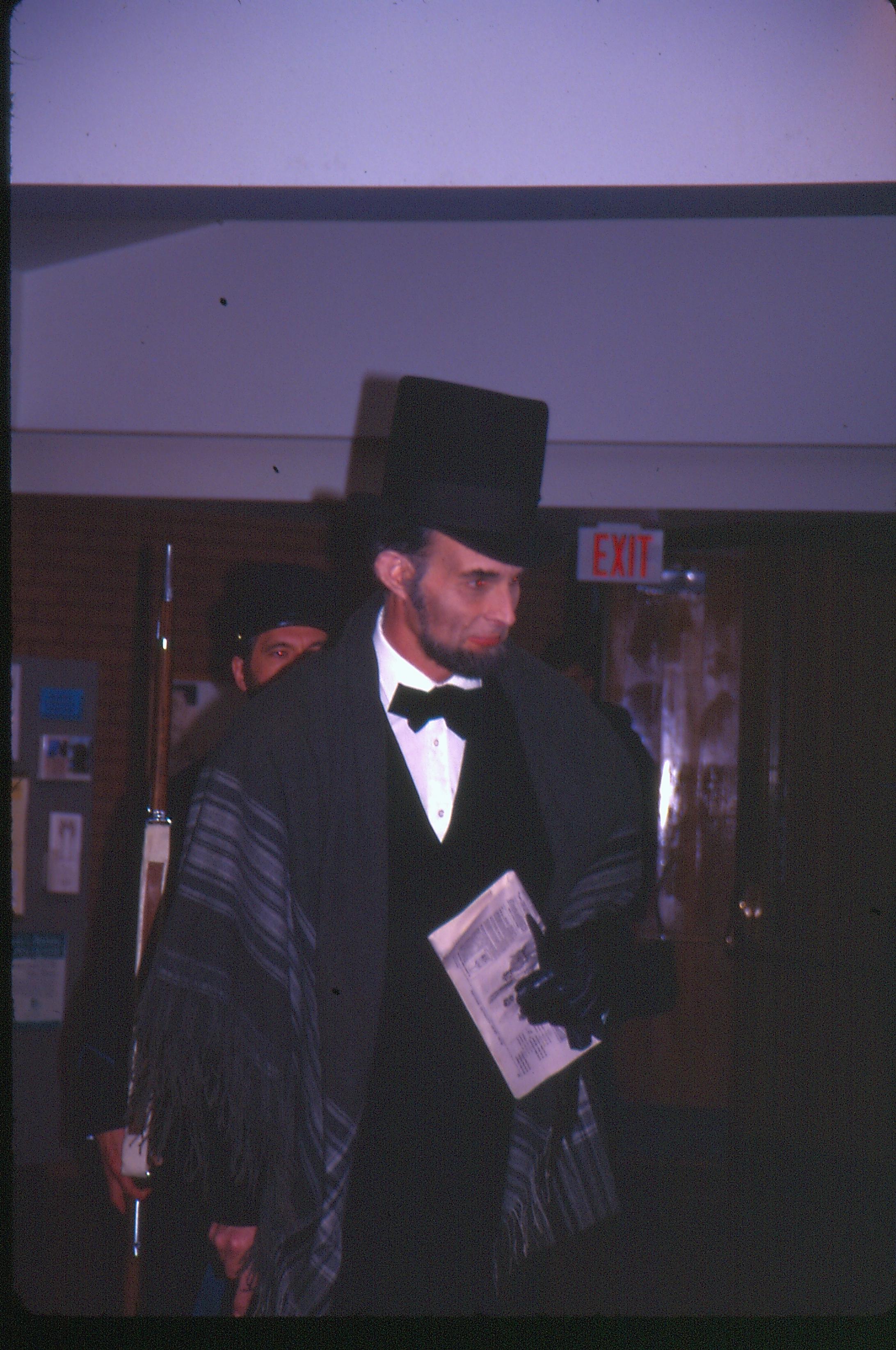 Reenactor dressed as Lincoln. Lincoln Colloquium Lincoln, Colloquium