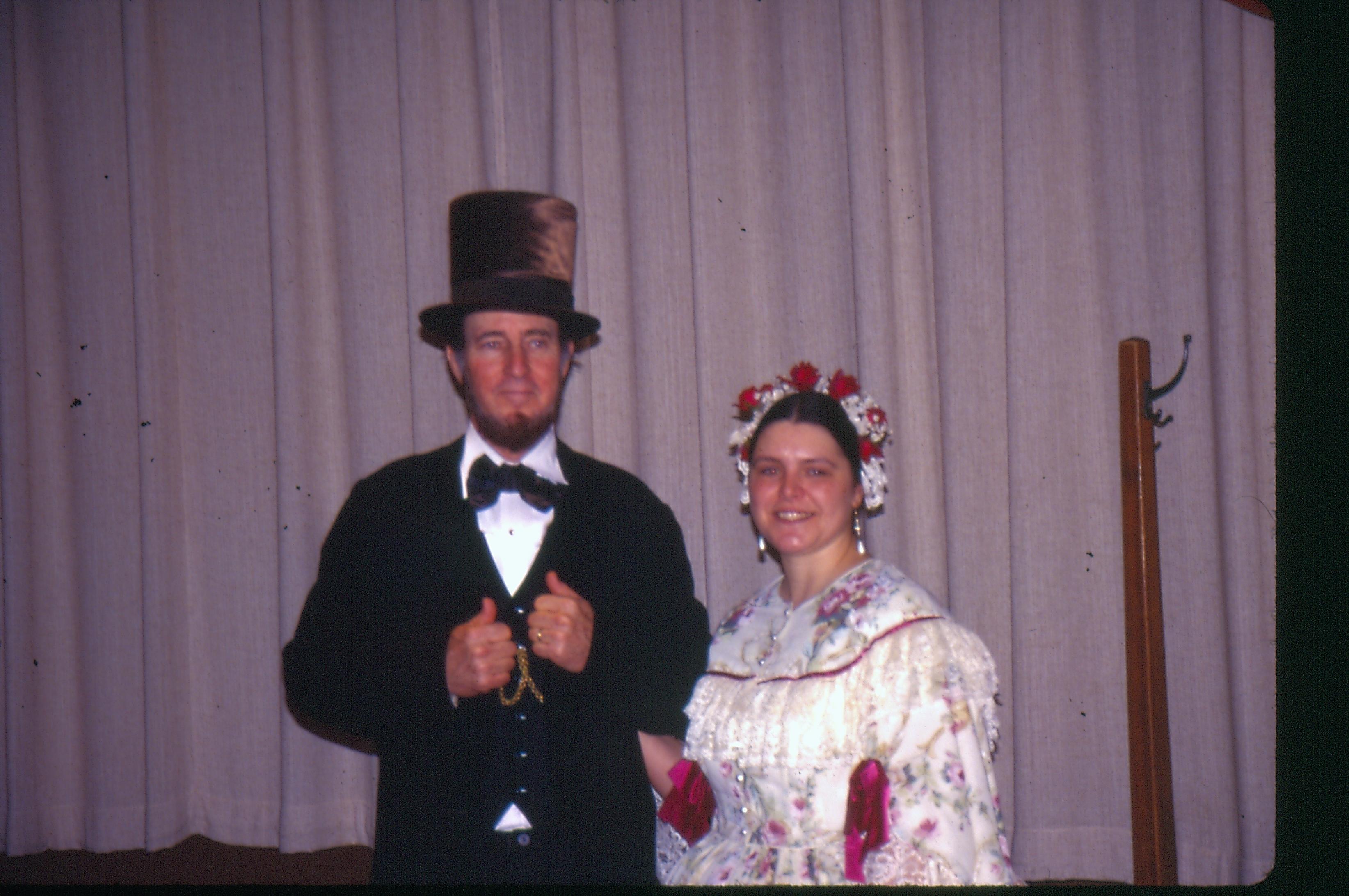 Man & woman reenactors in period dress. Lincoln Colloquium Lincoln, Colloquium