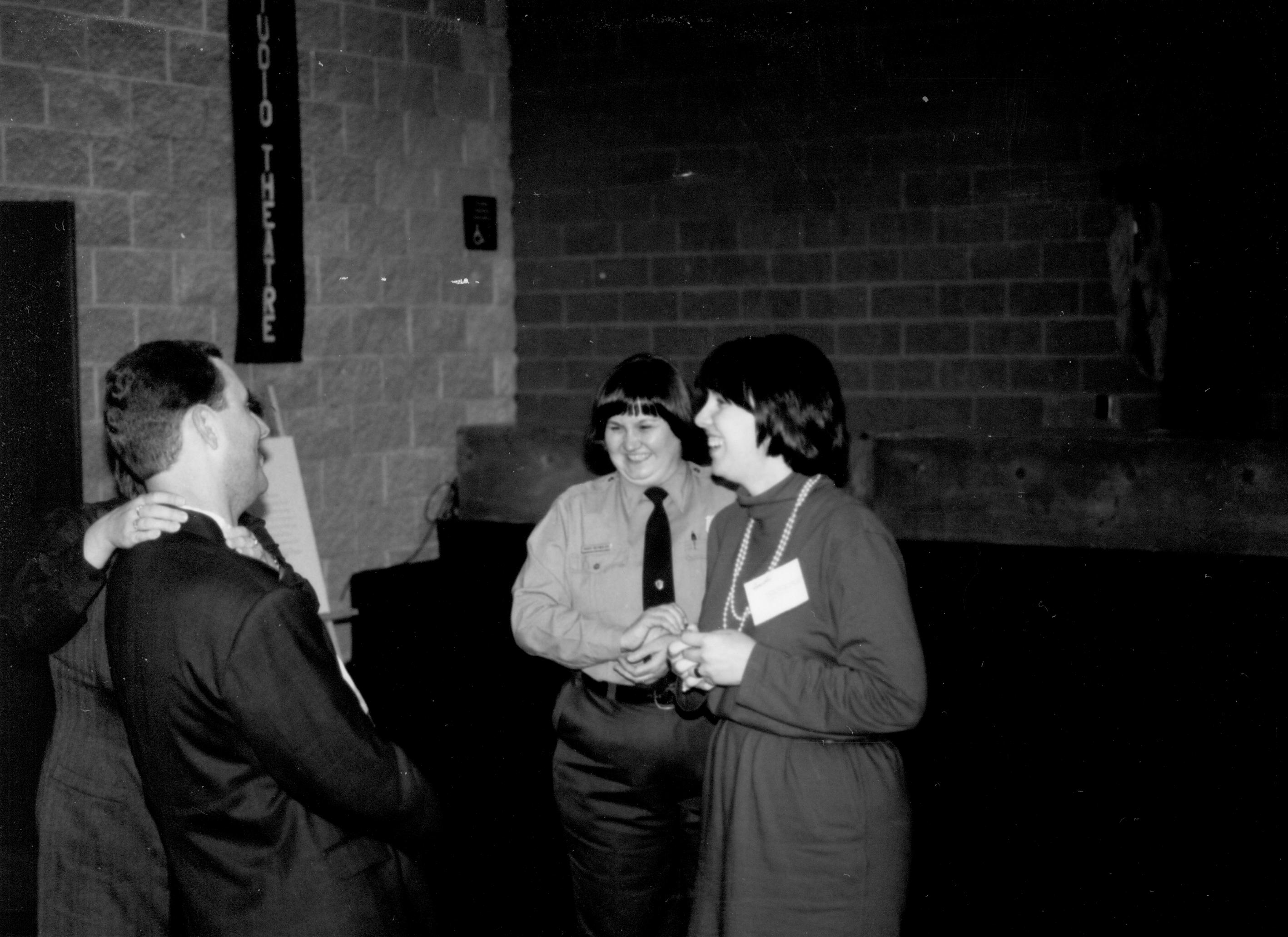 Staff and ladies laughing. Lincoln Colloquium; UIS Roll#1, 3of4 Lincoln, Colloquium