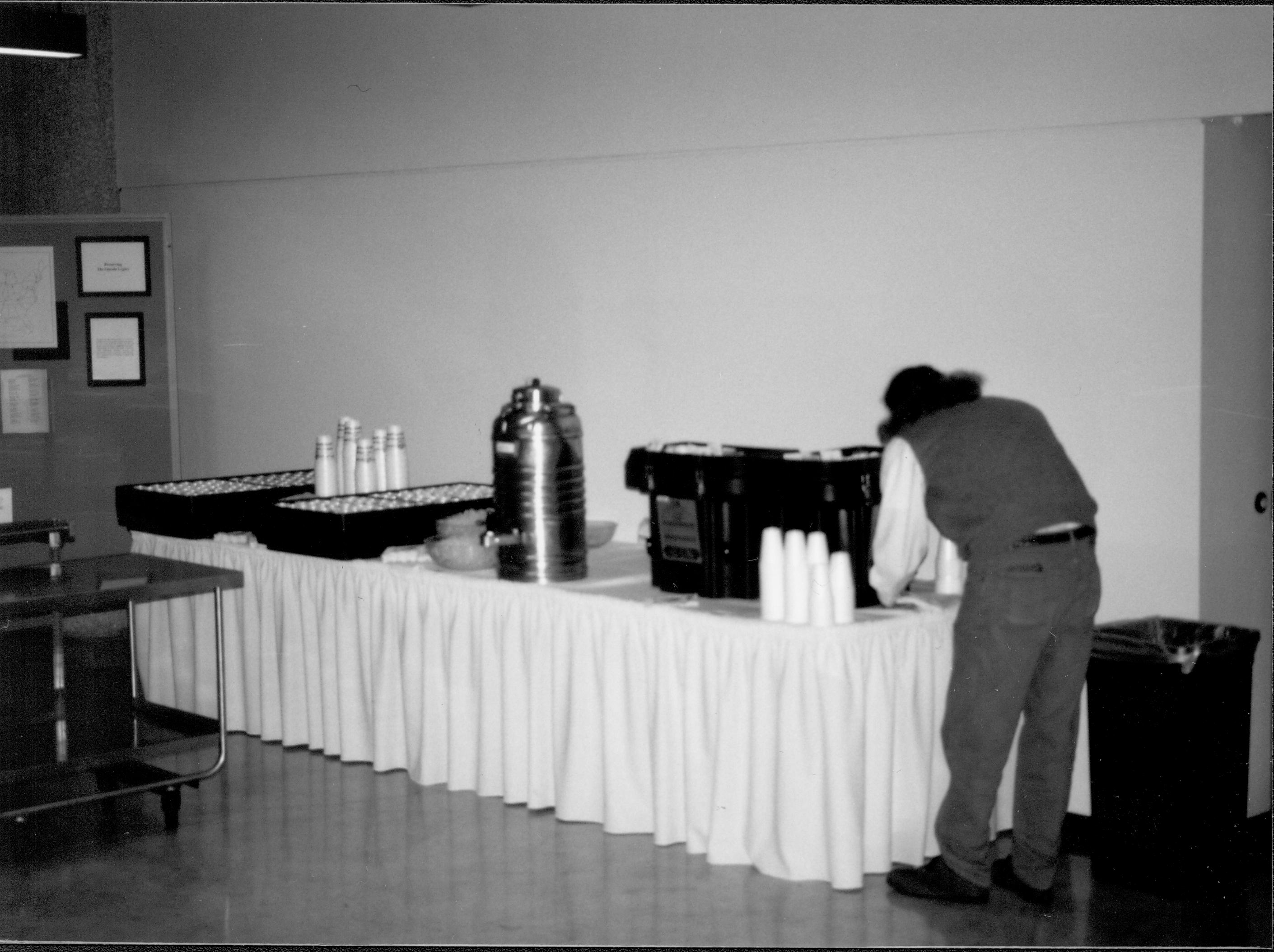 Drink table. Lincoln Colloquium; UIS Roll#1, 3of4 Lincoln, Colloquium