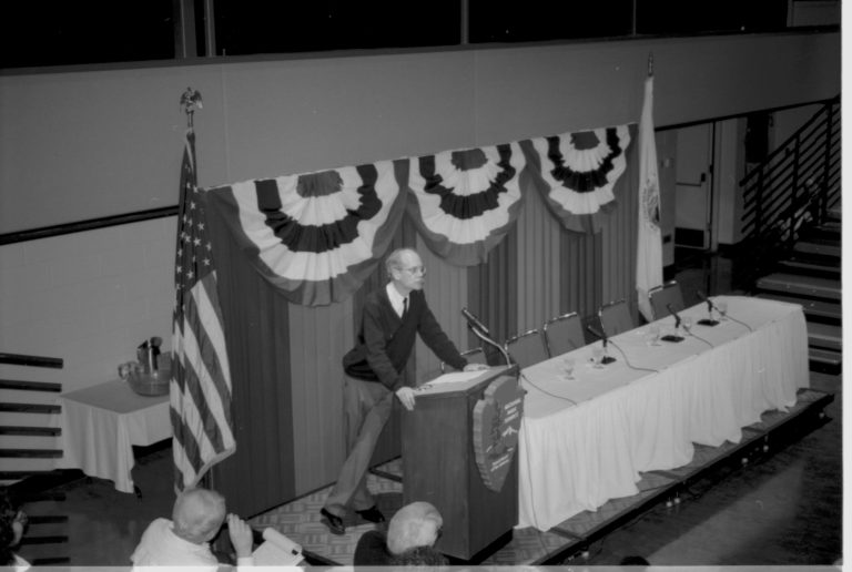 Speaker at podium Lincoln Colloquium; UIS Roll#1, 4of4 Lincoln, Colloquium