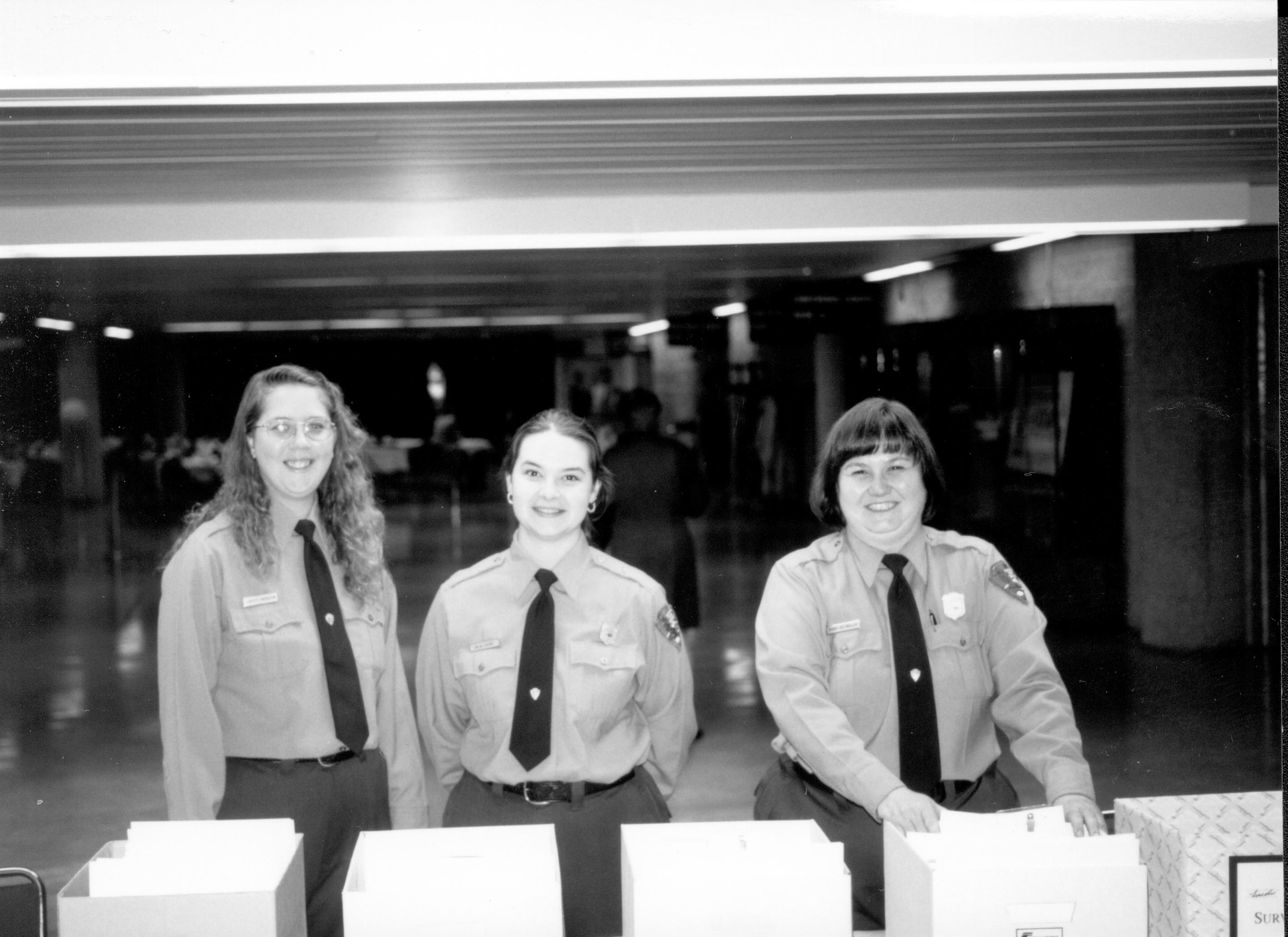 Three Rangers standing behind boxes Lincoln Colloquium; UIS Roll#2, 2of4 Lincoln, Colloquium