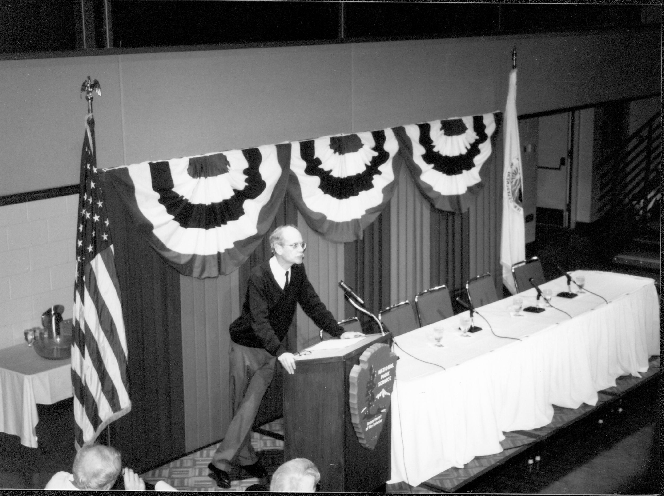 Speaker at podium Lincoln Colloquium; UIS Roll#1, 1of4 Lincoln, Colloquium