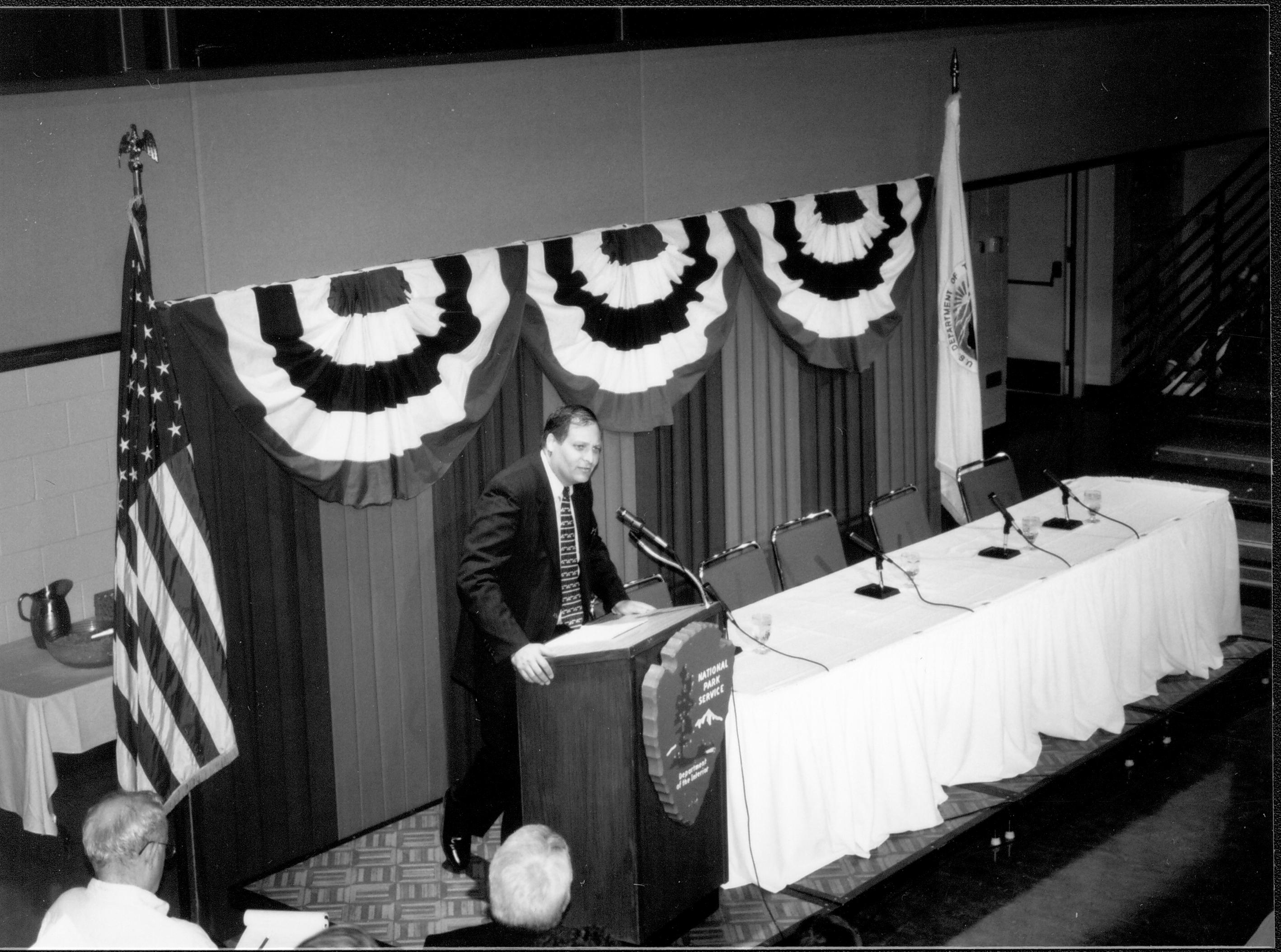 Speaker at podium. Lincoln Colloquium; UIS Roll#2, 1of4 Lincoln, Colloquium