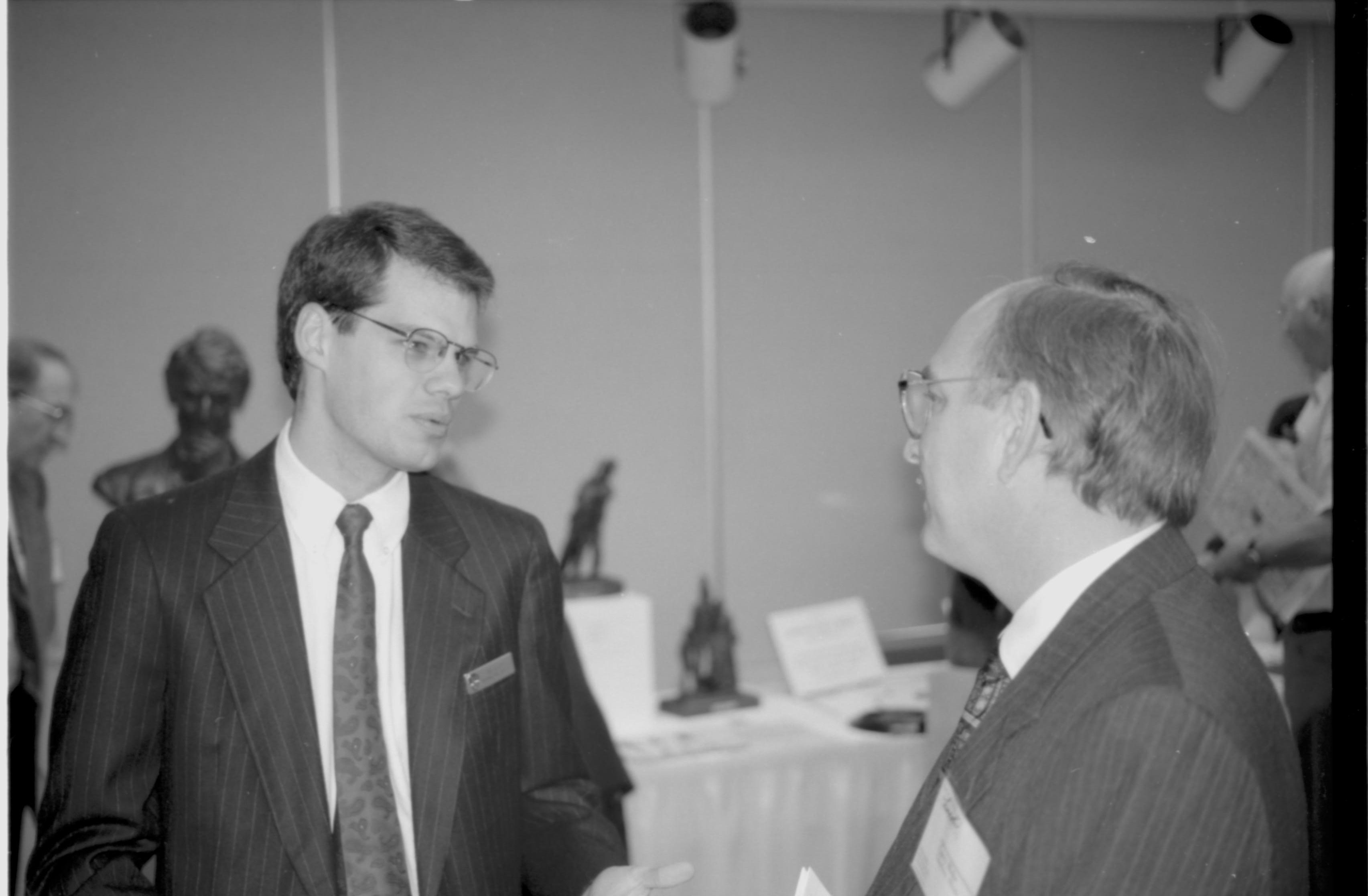 Closeup of two men talking. Lincoln Colloquium; UIS Roll#2, 4of4 Lincoln, Colloquium