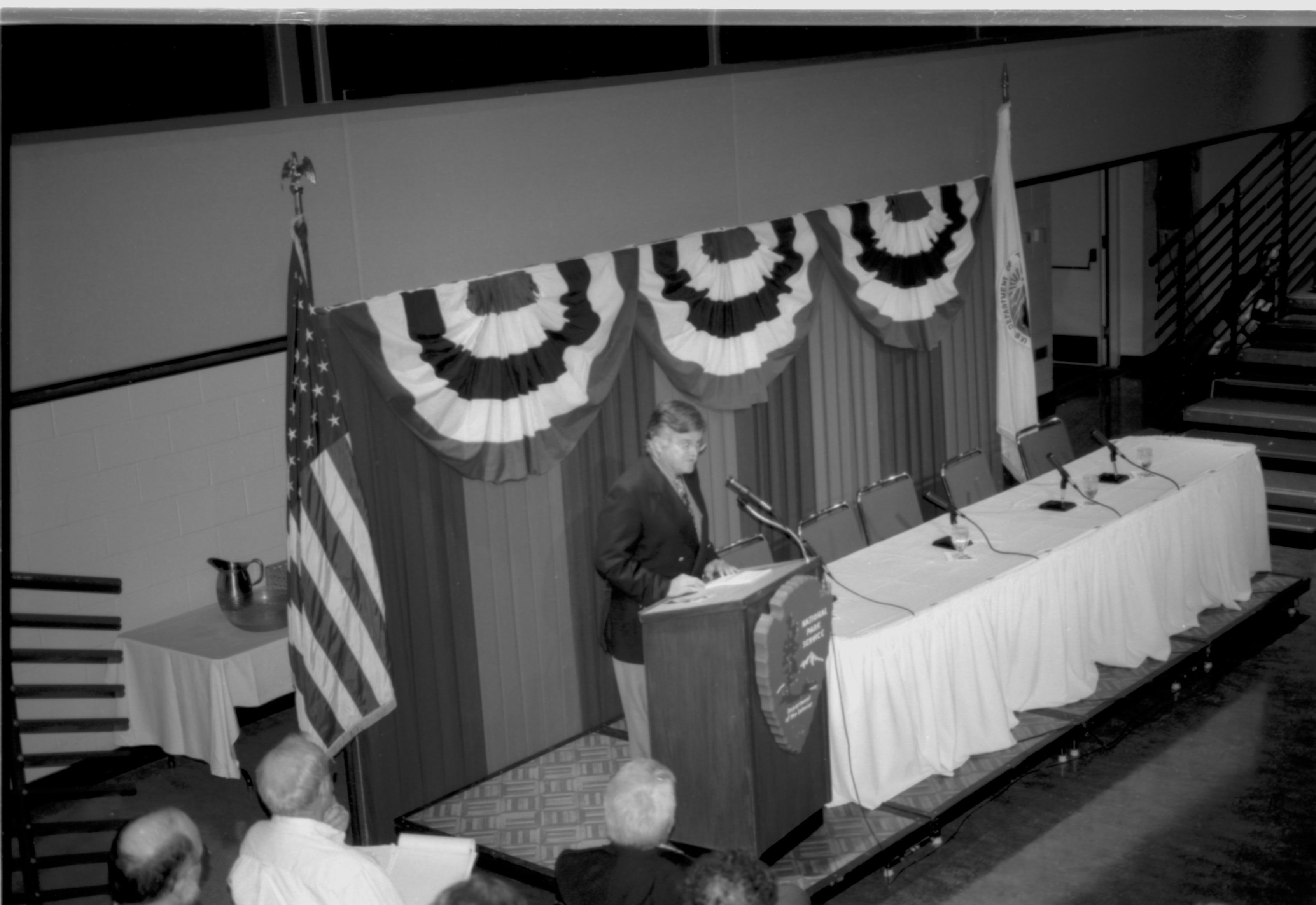 Speaker at podium. Lincoln Colloquium; UIS Roll#2, 4of4 Lincoln, Colloquium