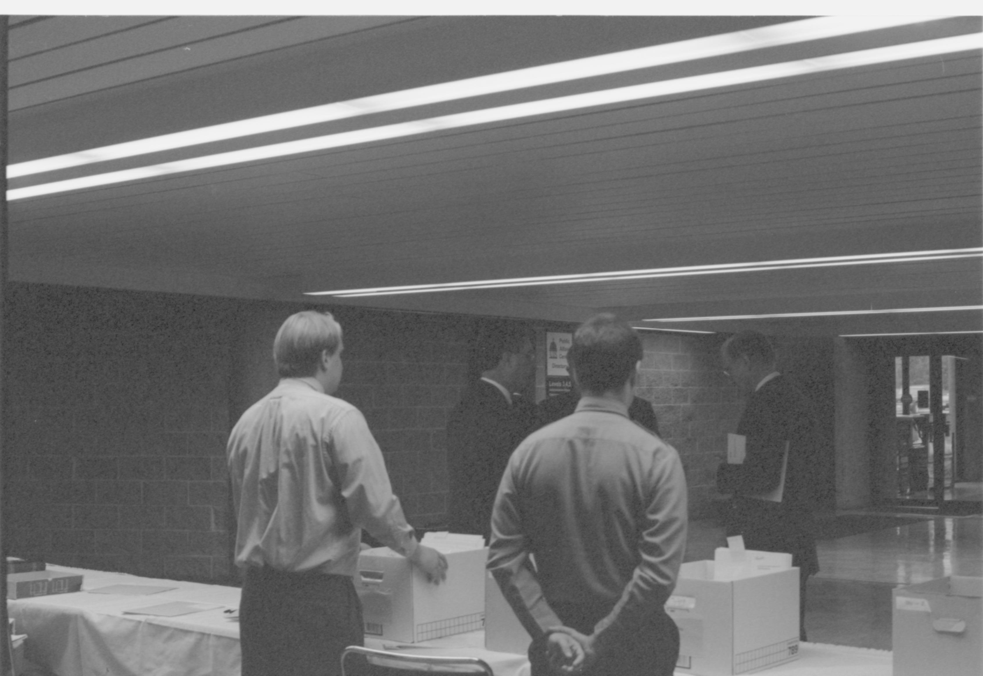 Arrival of Speakers at check in table. 1-1997 Colloq (b/w) Colloquium, 1997