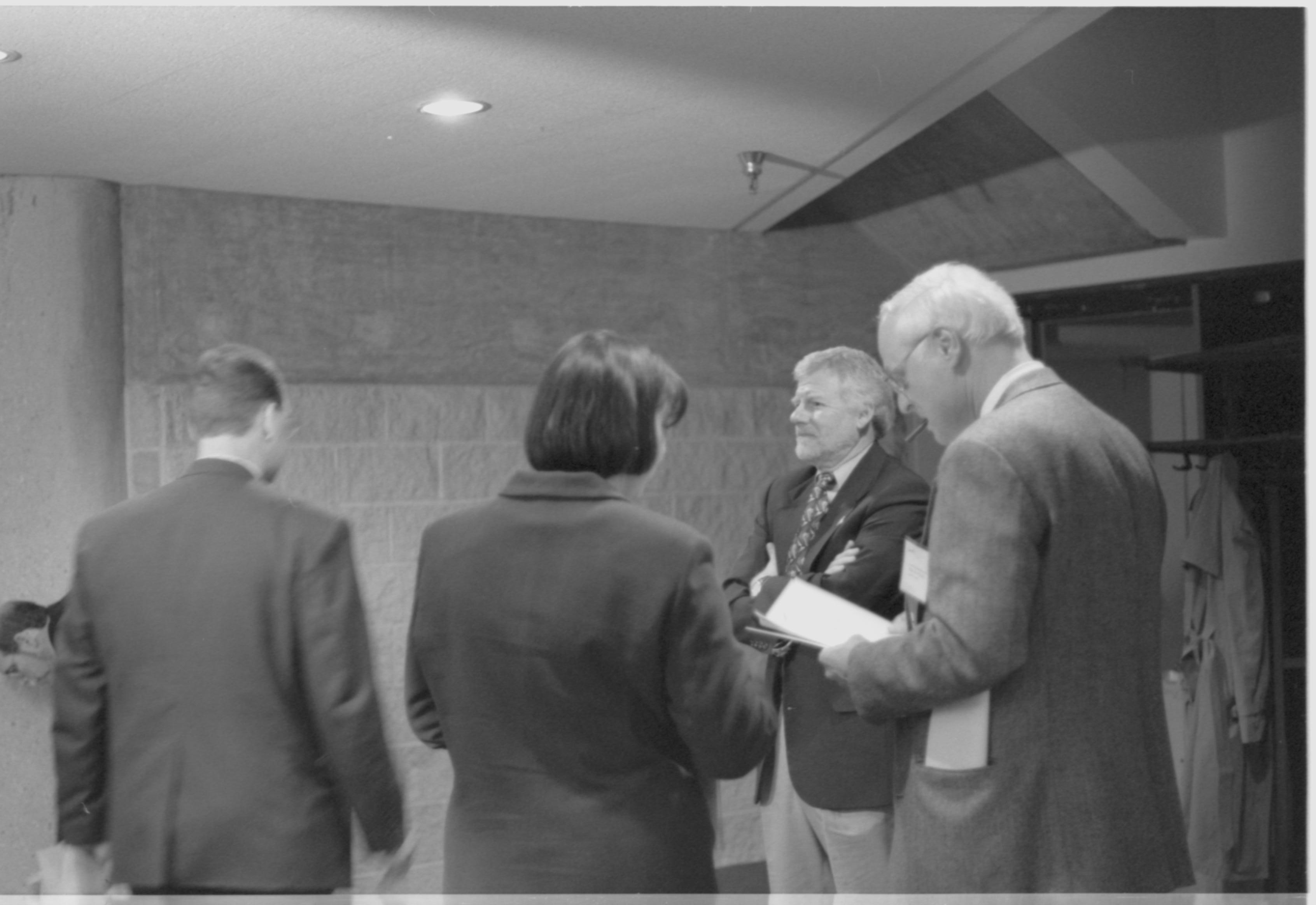 Pitcaithley and Paludan (speakers) @ photo session 1-1997 Colloq (b/w) Colloquium, 1997