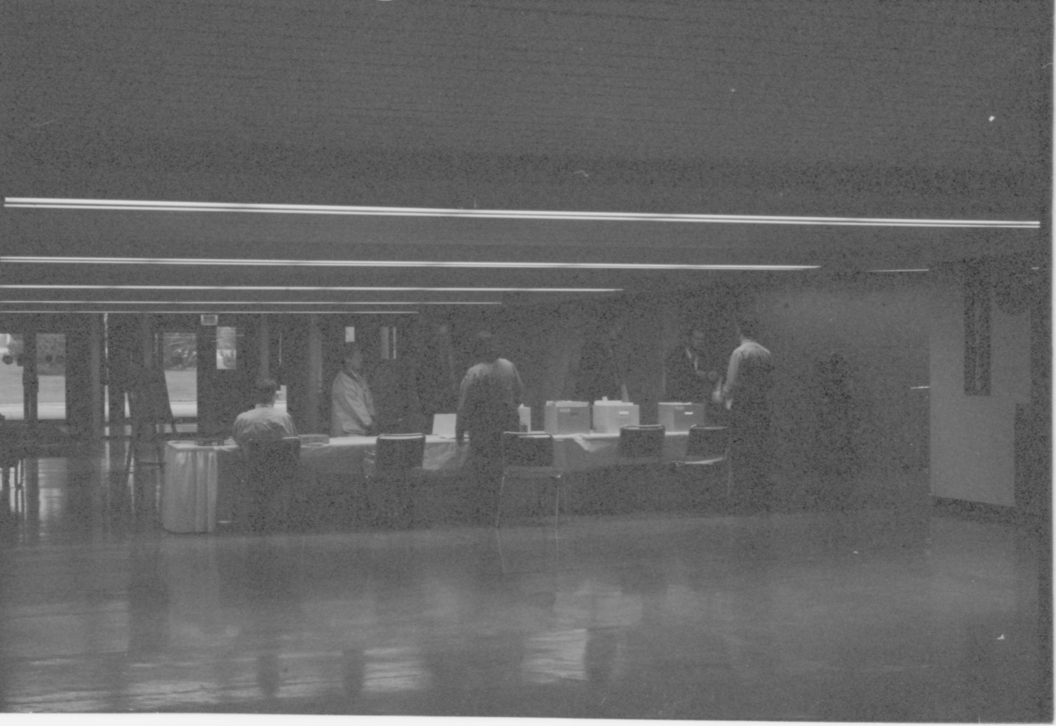 LIHO Staff checking-in guests 2-1997 Colloq (b/w) Colloquium, 1997