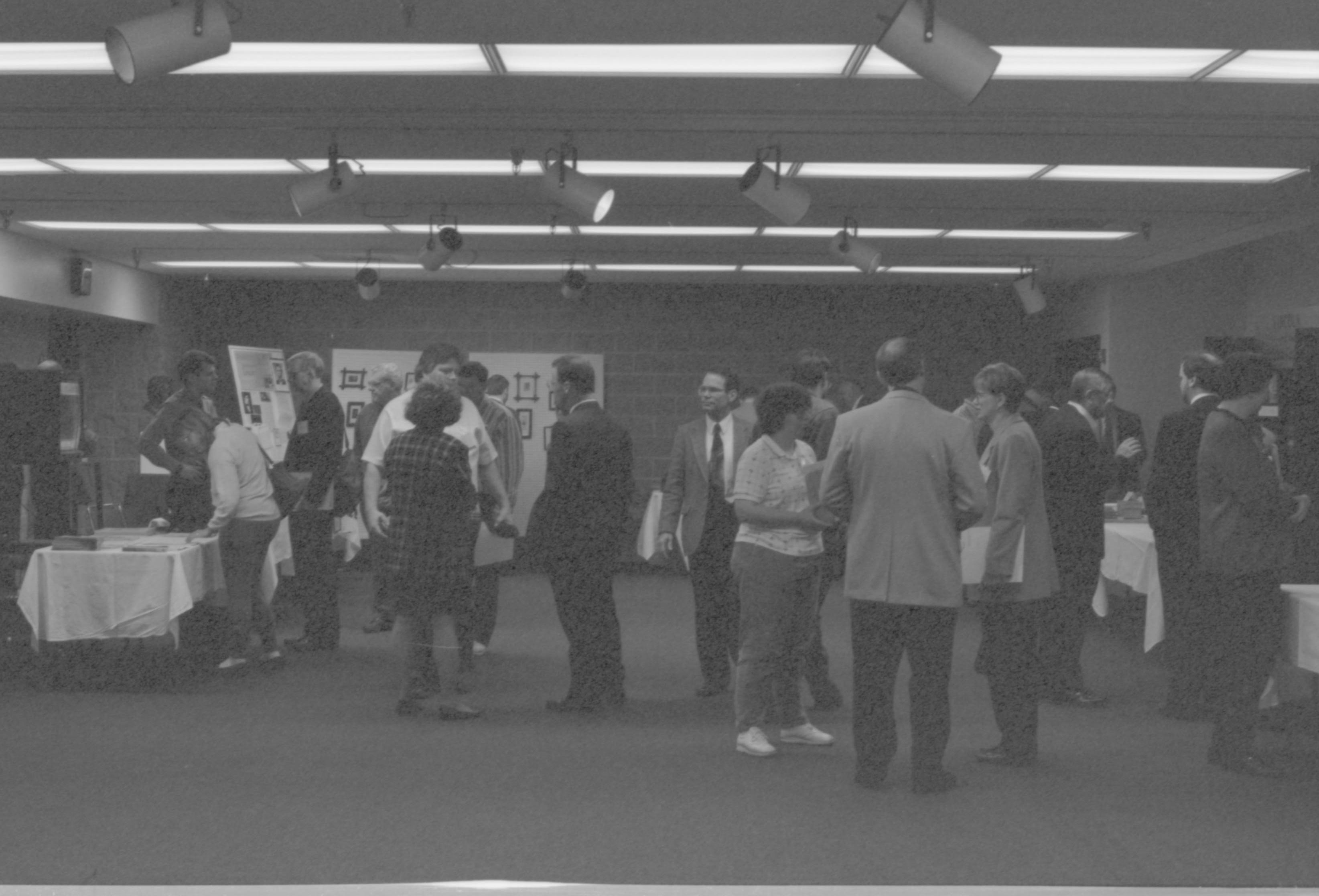 Visitors wandering around Exhibition Room 1-1997 Colloq (b/w) Colloquium, 1997