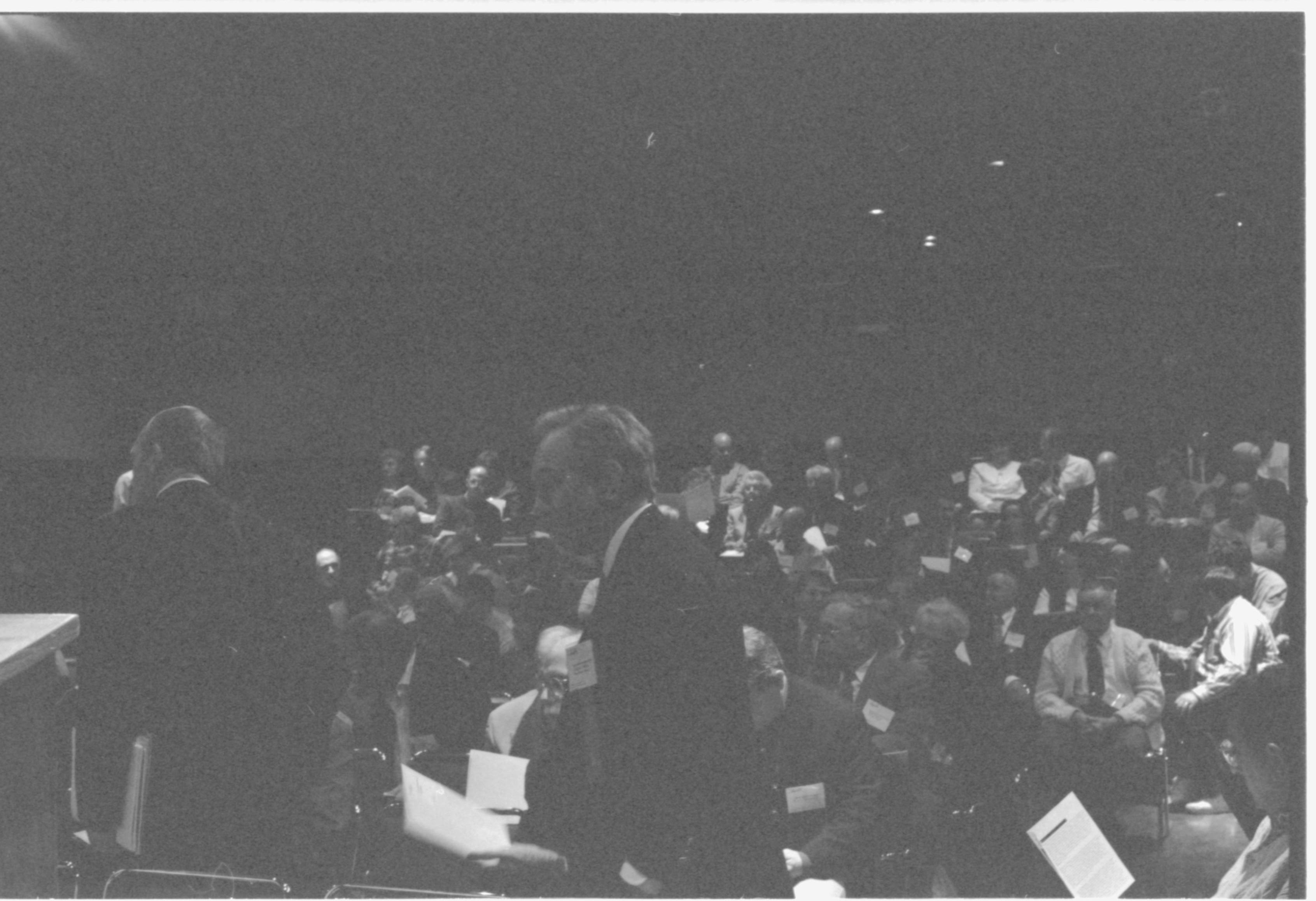 Audiance in lecture hall. 4-1997 Colloq (b/w); 11 Colloquium, 1997