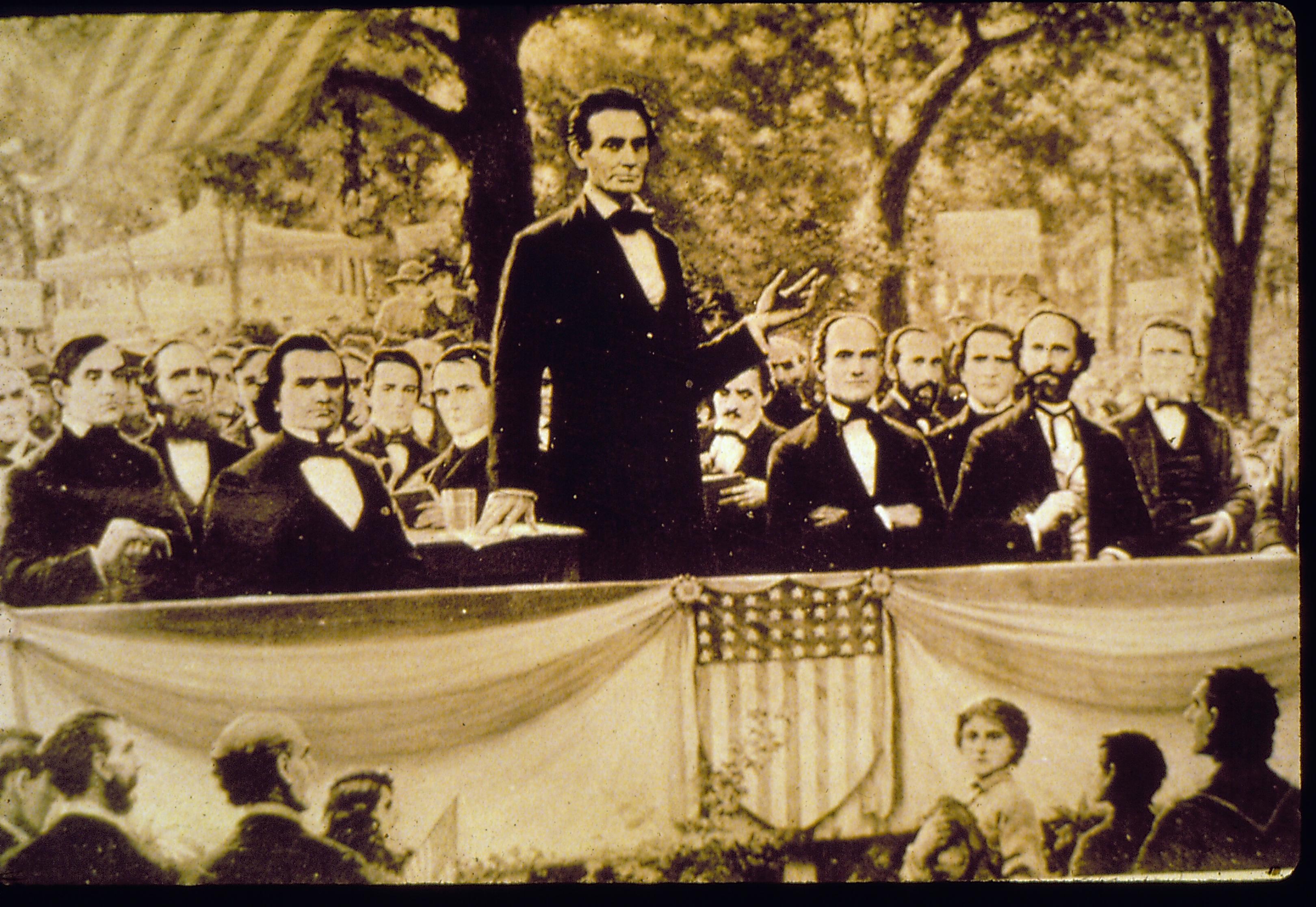 Lincoln giving speech Lincoln, Portraits