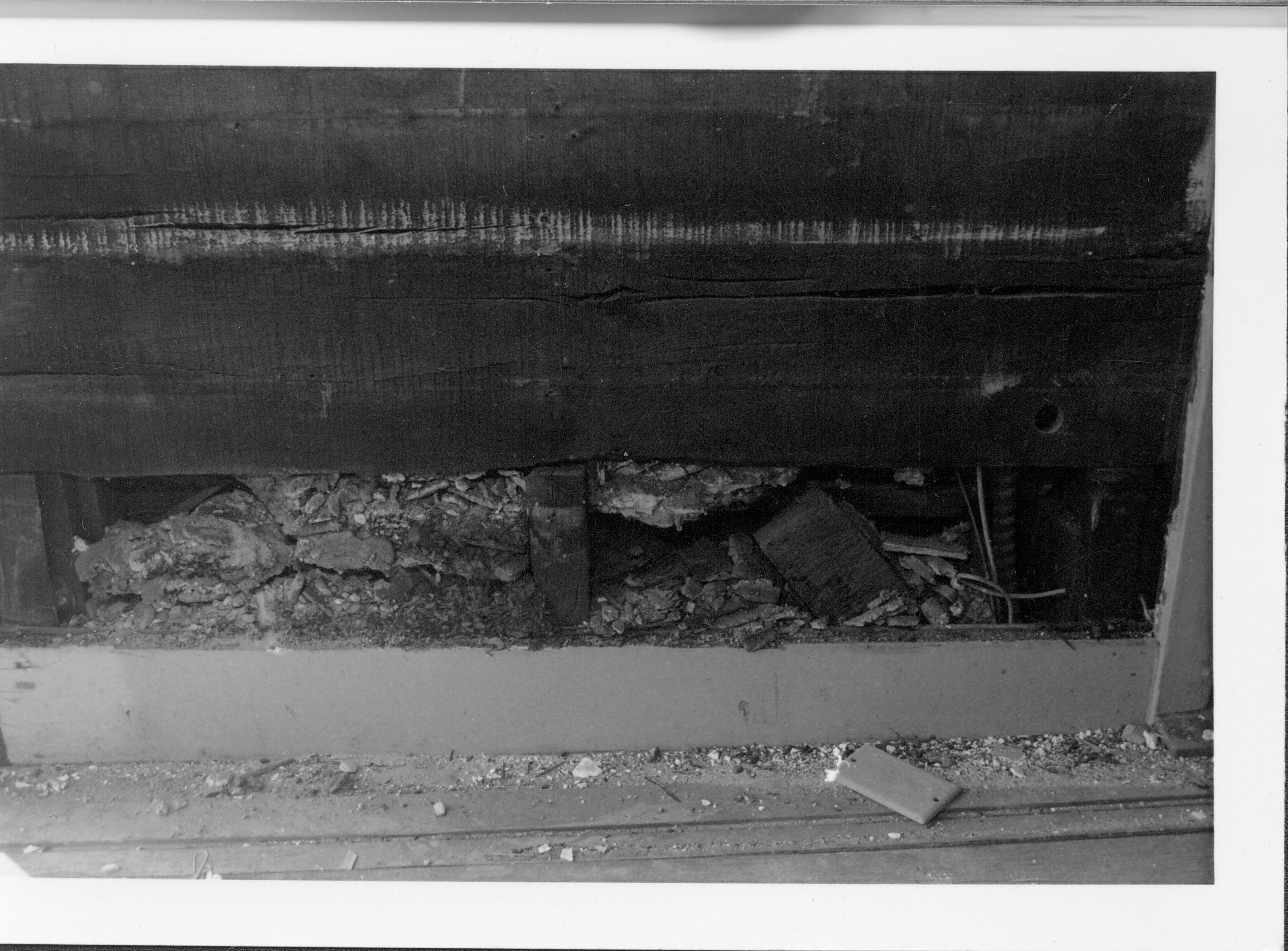 View of exposed wall showing early construction. Close-up of south wall - east porch, HS-1 Gardner-McMillan