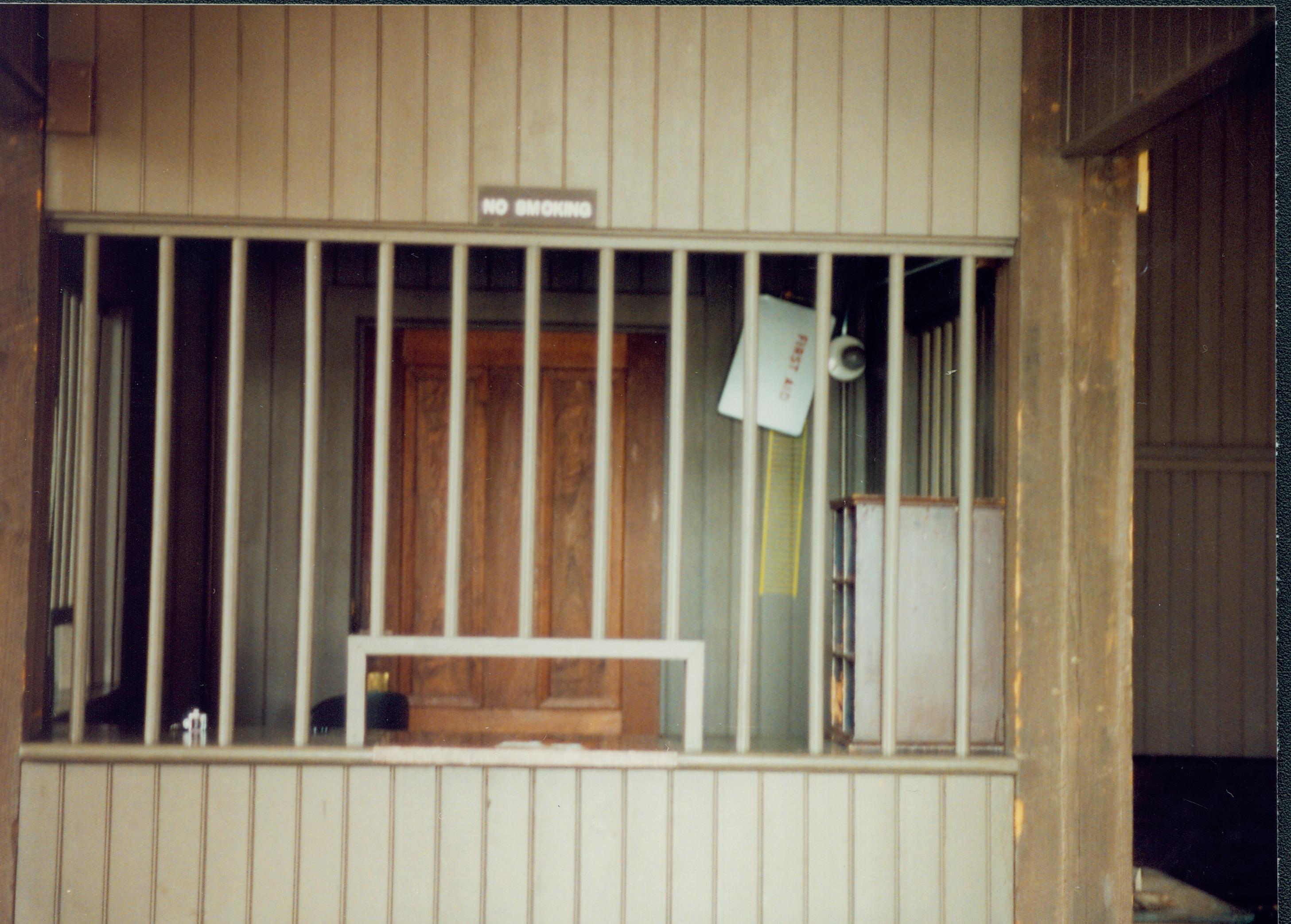 Cage with bars and doorway. Great Western Depot, Train Station