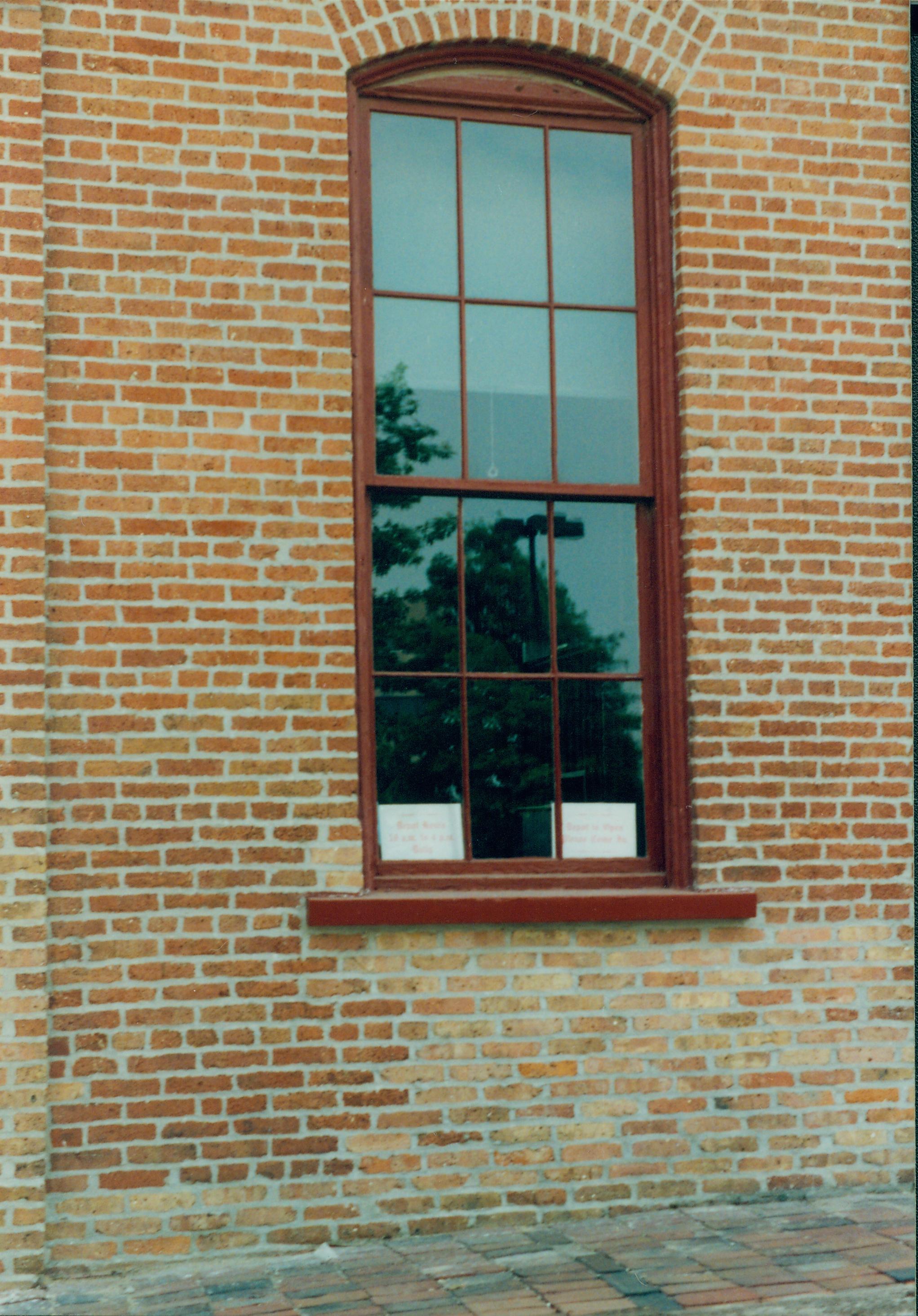 Window in brick wall. Great Western Depot, Train Station