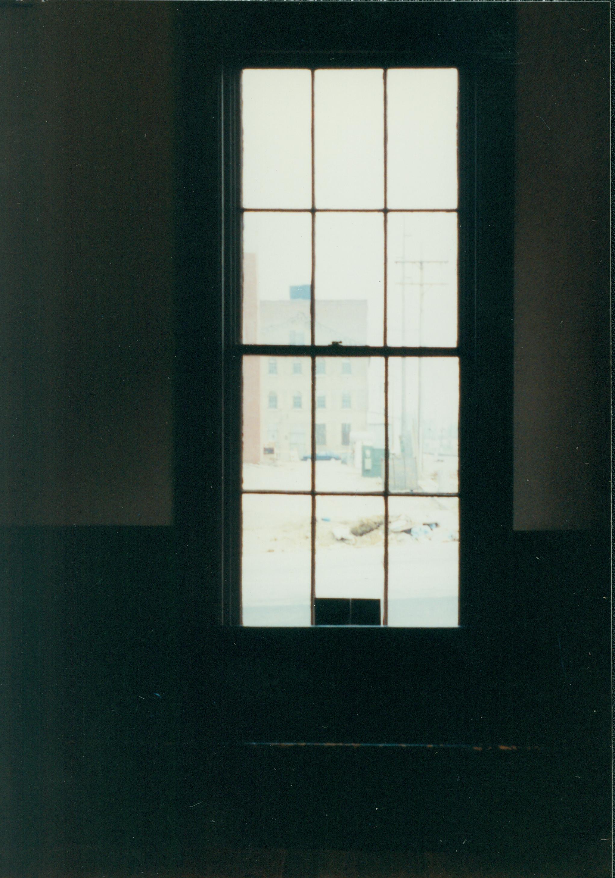 Looking out window. Great Western Depot, Train Station