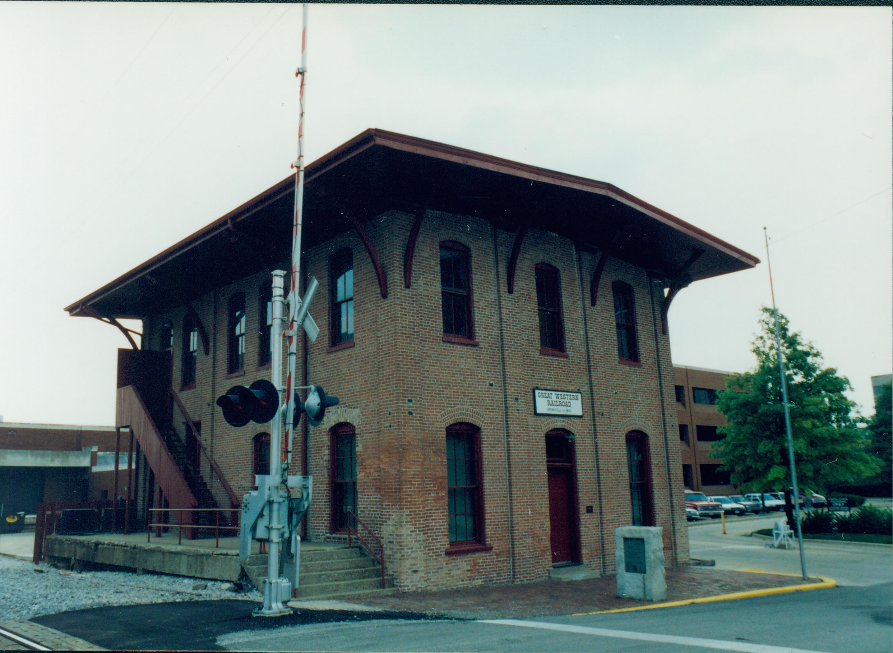 Great Western Railroad station (front and side).. Great Western Depot, Train Station