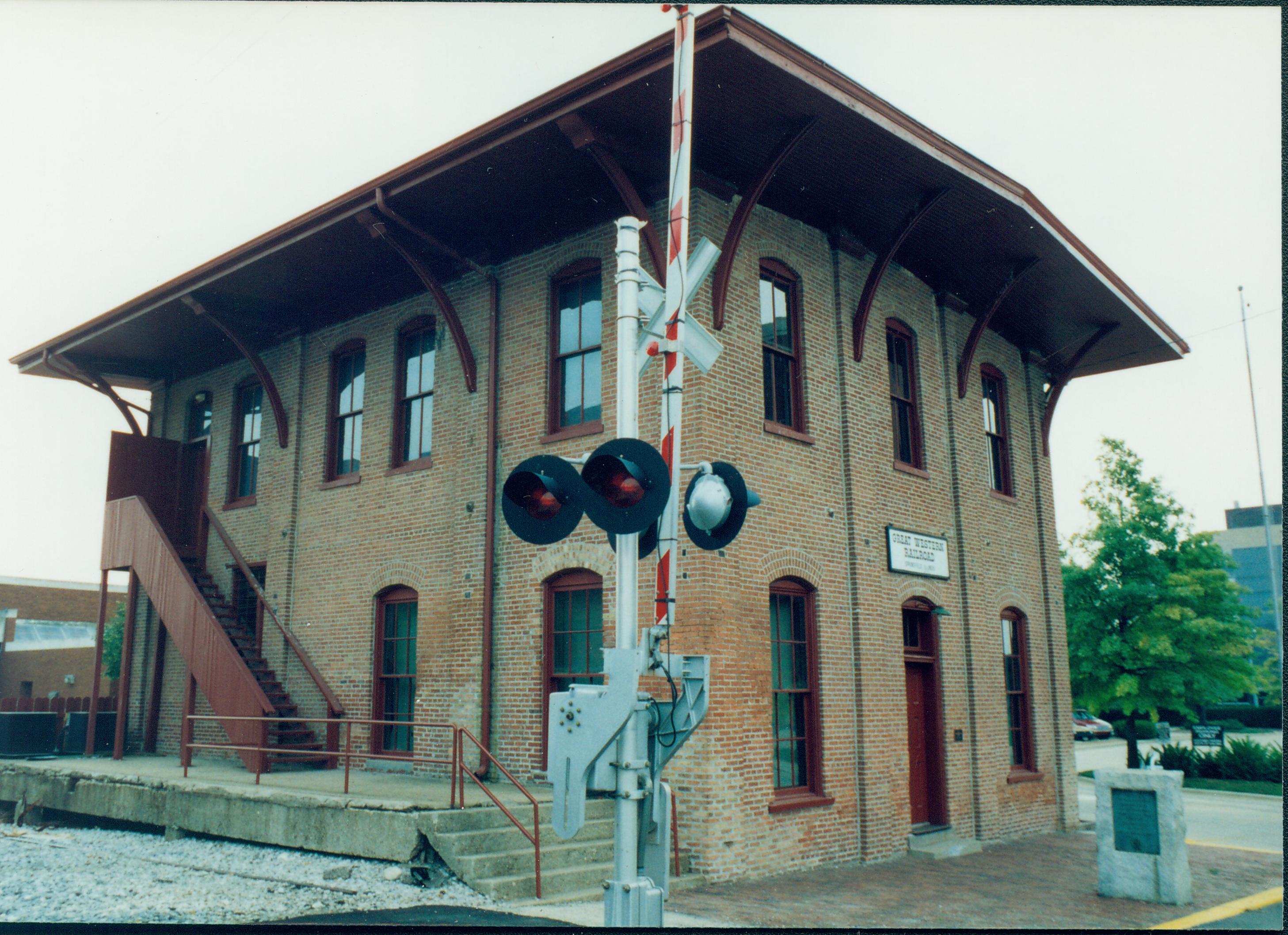 Great Western Railroad station (front and side).. Great Western Depot, Train Station