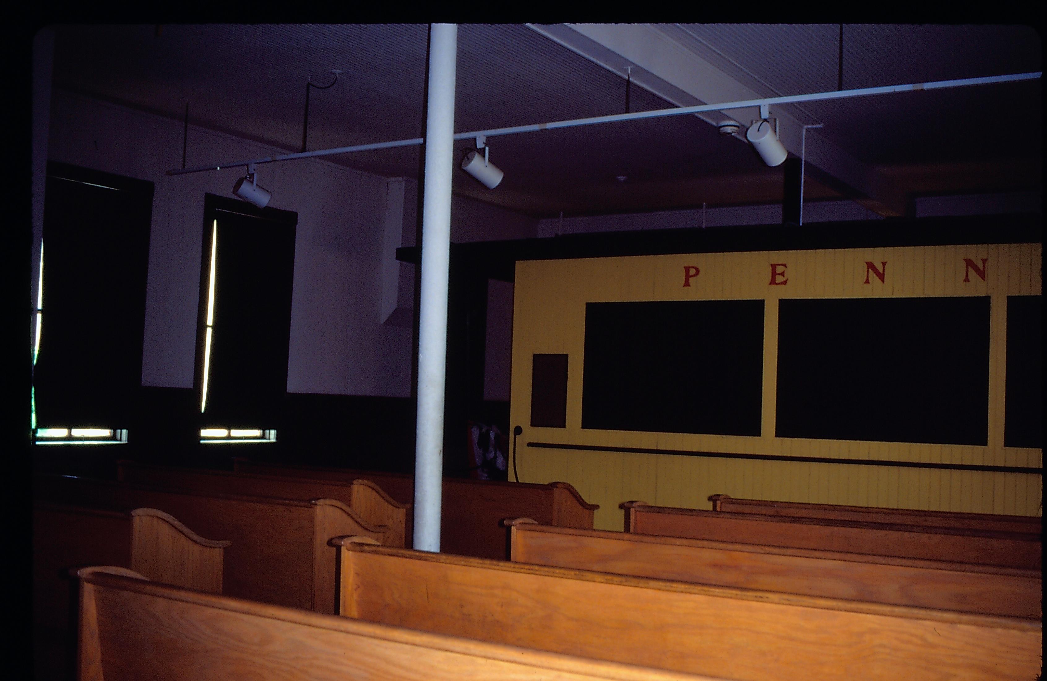 Benches in theater. Great Western Depot, Train Station