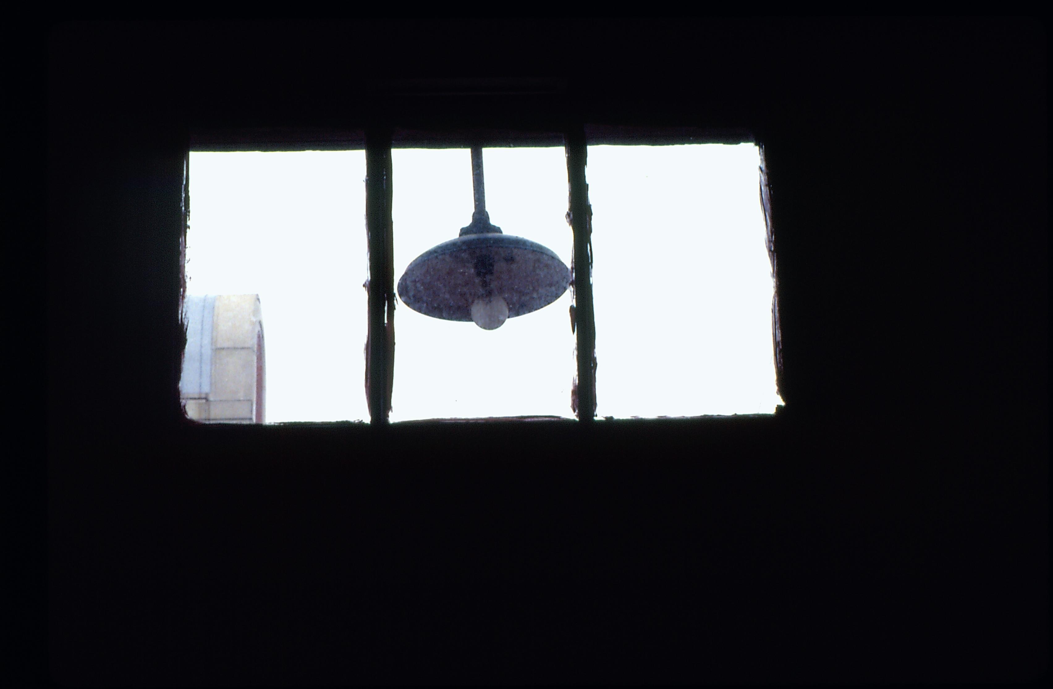 Light about main door, looking out. Great Western Depot, Train Station