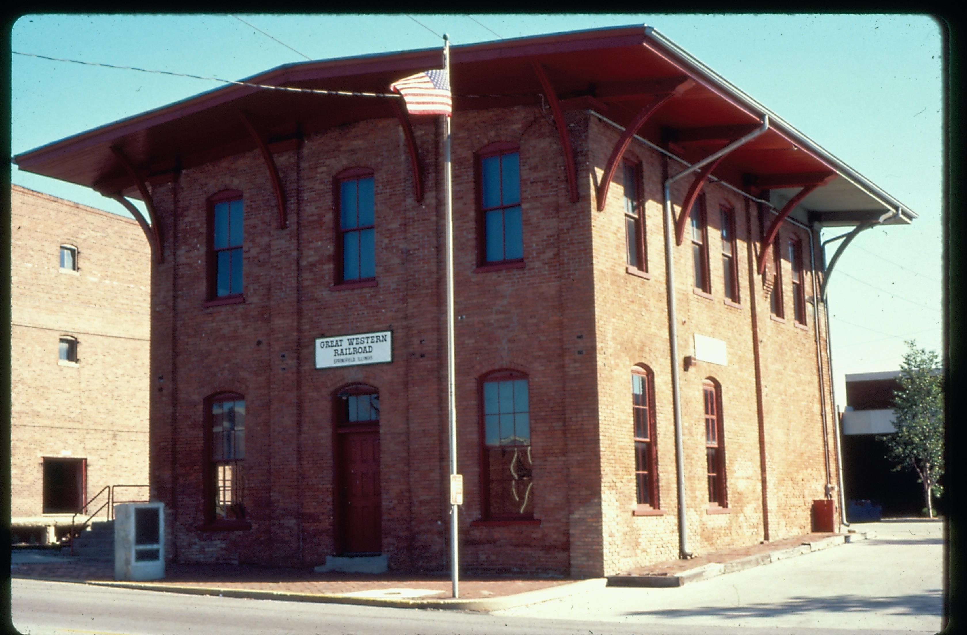 Great Western Railroad station (front and side).. Great Western Depot, Train Station