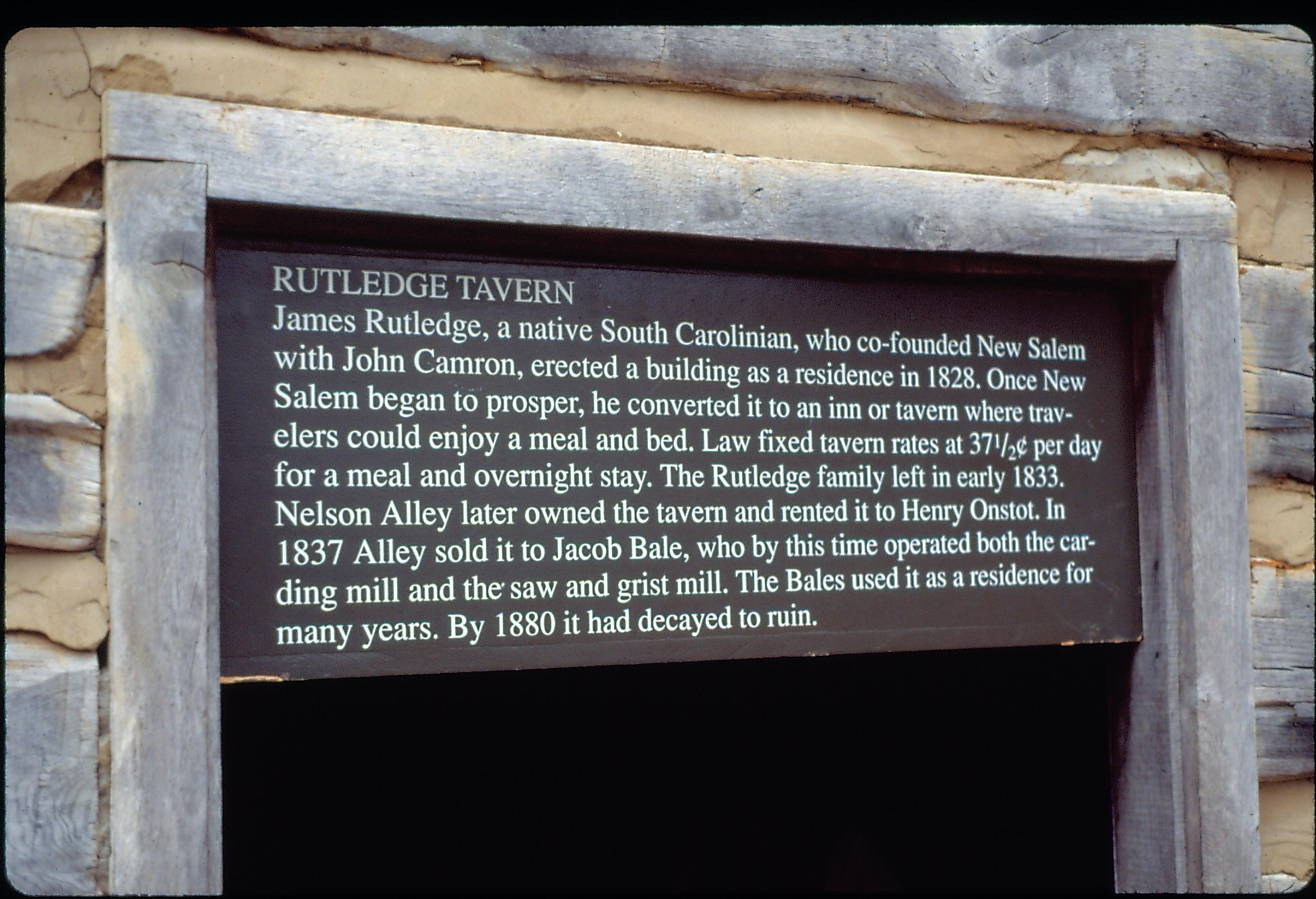 New Salem -Rutledge Tavern sign New Salem