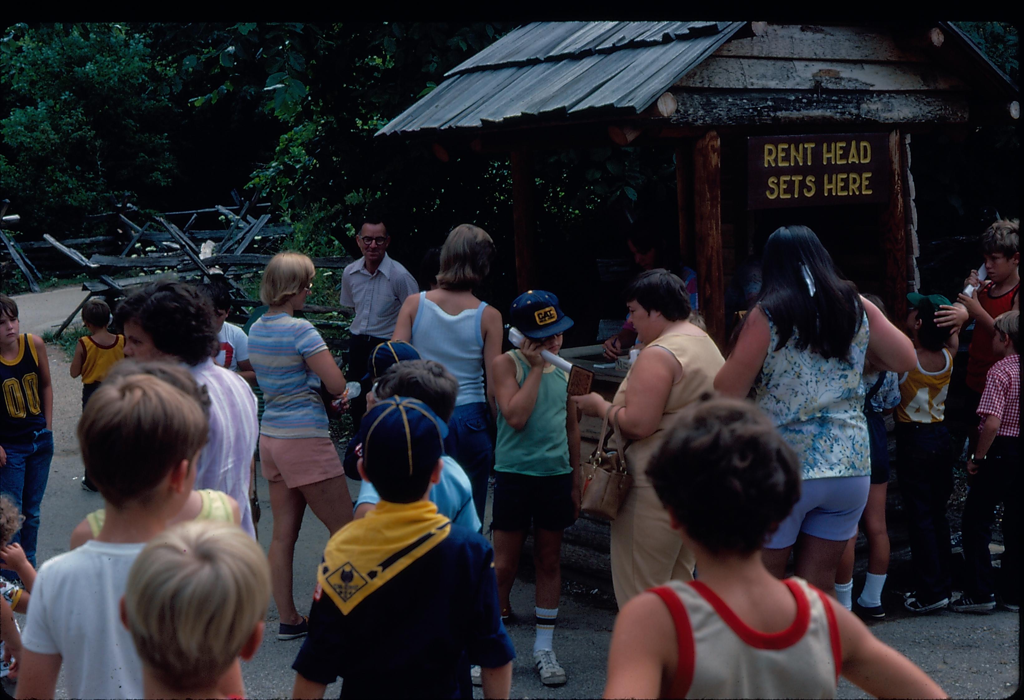 Tape Player Rental Booth - New Salem - July 1976 New Salem